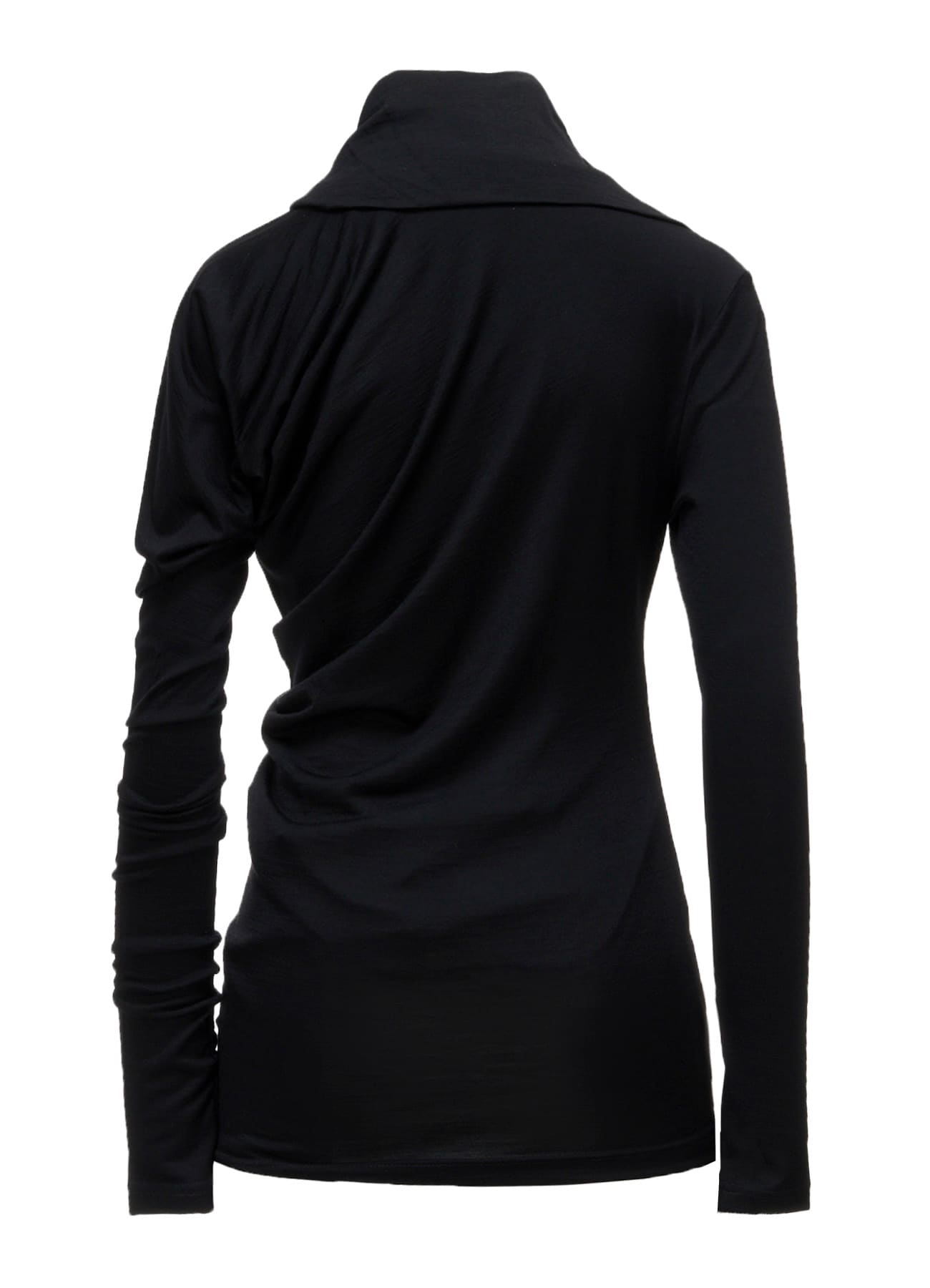 100S WOOL SINGLE DIGONAL BUTTON GATHERED T