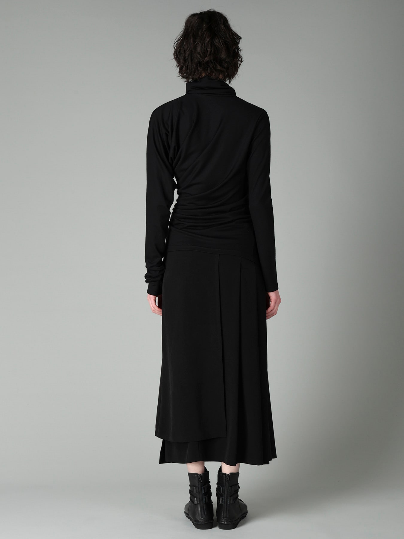 100S WOOL SINGLE DIGONAL BUTTON GATHERED T