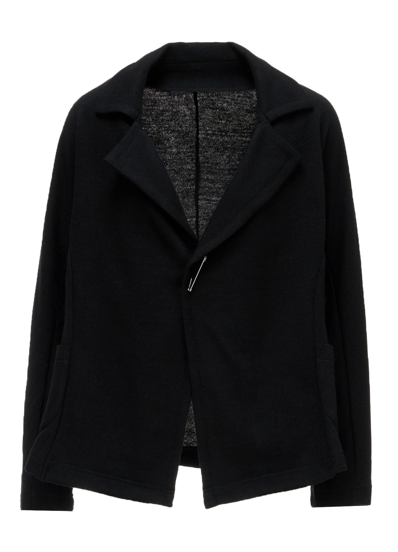 WOOLEN SINGLE JERSEY FLARE JACKET(S Black): Yohji Yamamoto｜THE