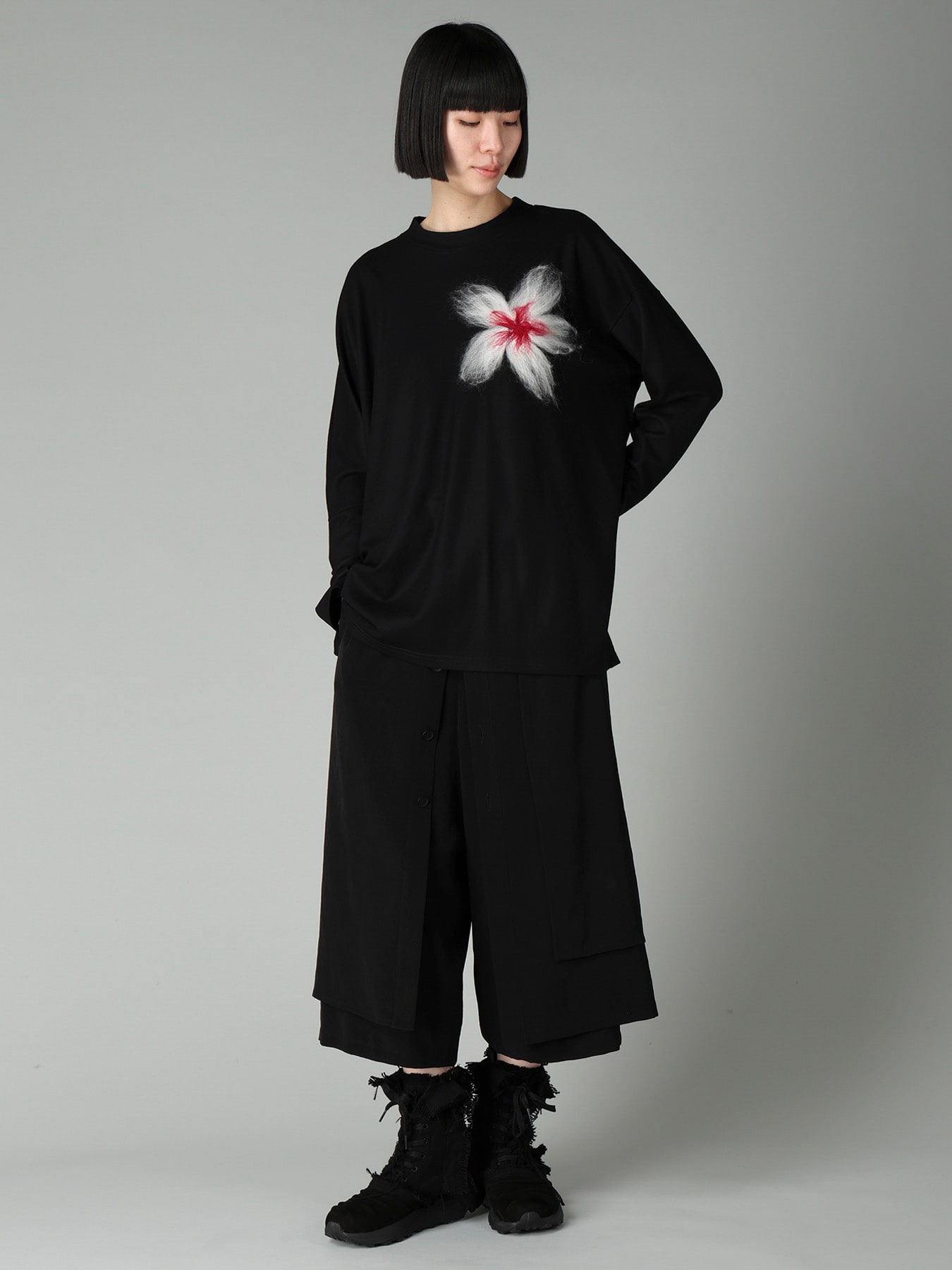 MILLED WOOL SINGLE NEEDLE PUNCH PULLOVER