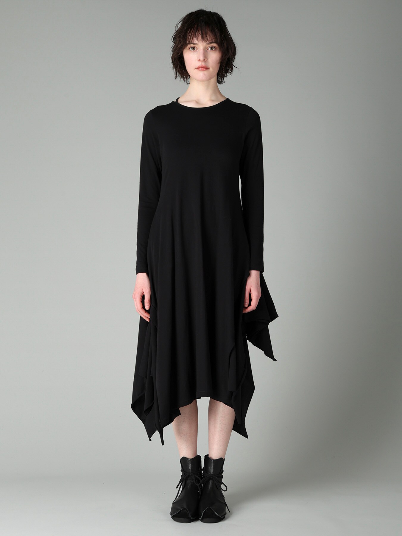 COTTON SINGLE JERSEY DRAPED DRESS