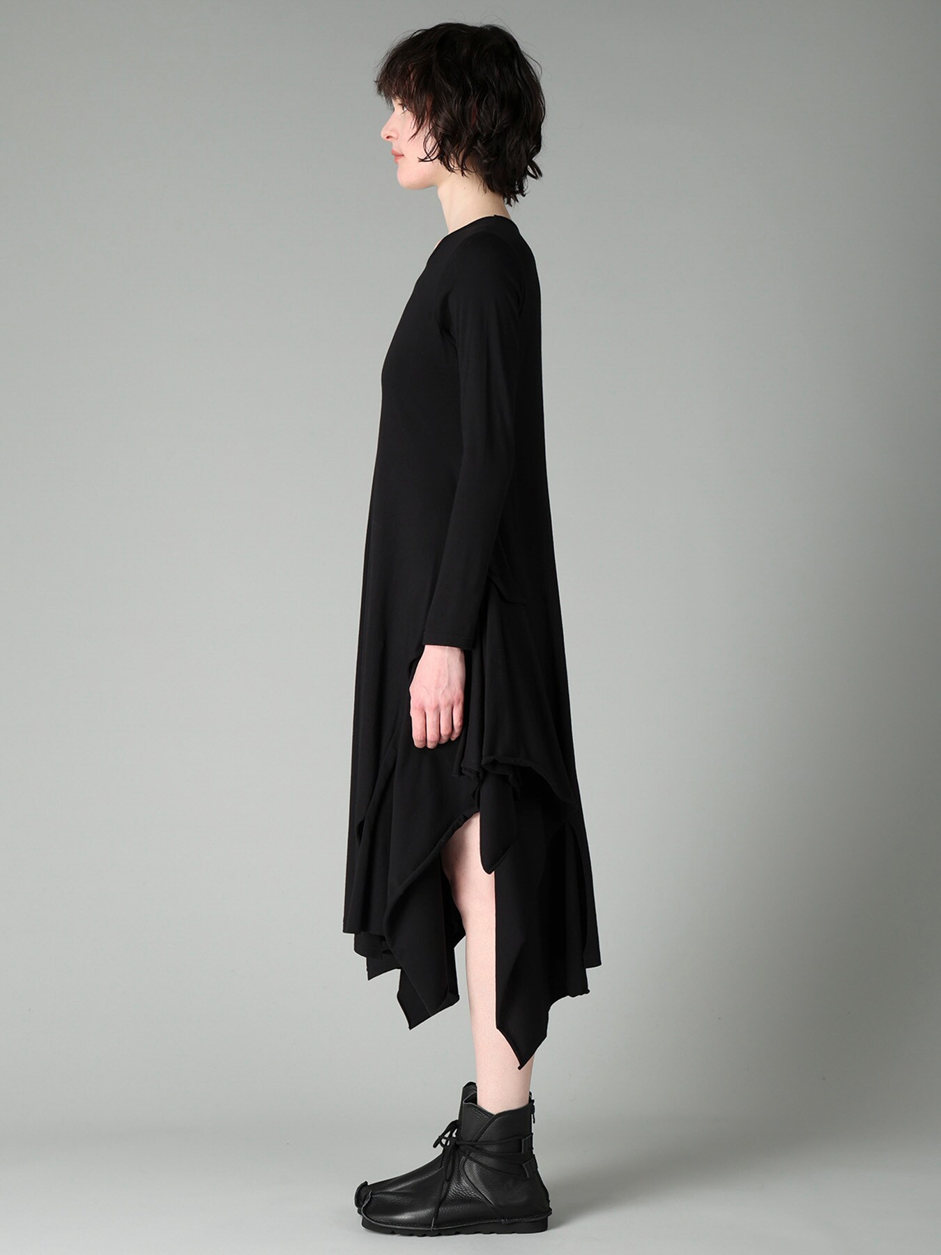 COTTON SINGLE JERSEY DRAPED DRESS