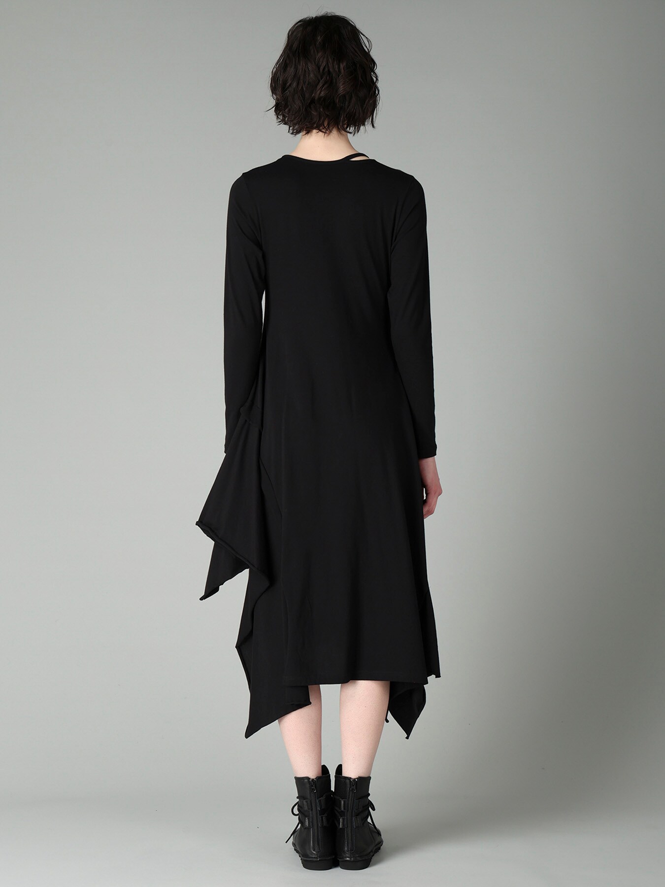 COTTON SINGLE JERSEY DRAPED DRESS