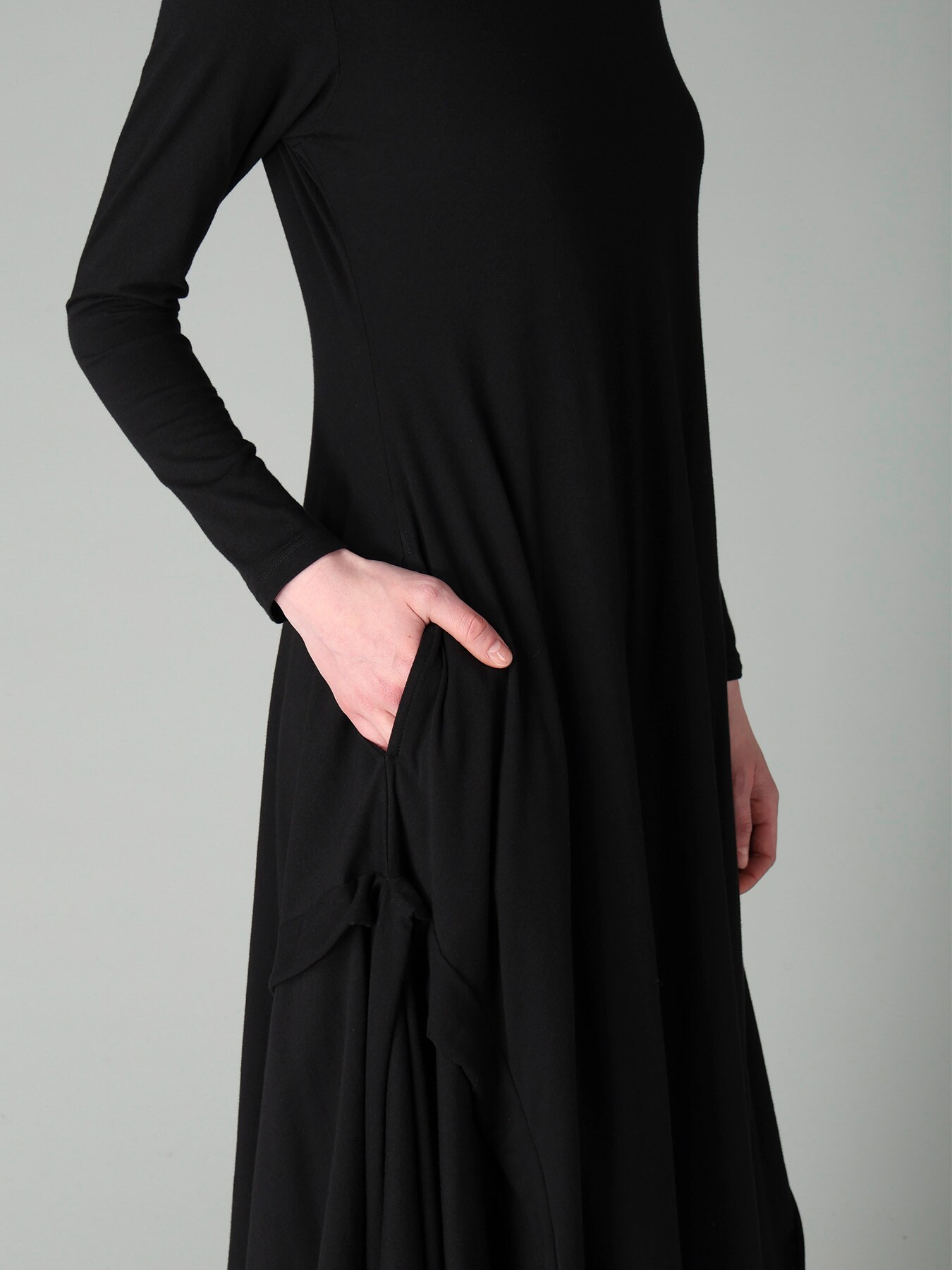 COTTON SINGLE JERSEY DRAPED DRESS