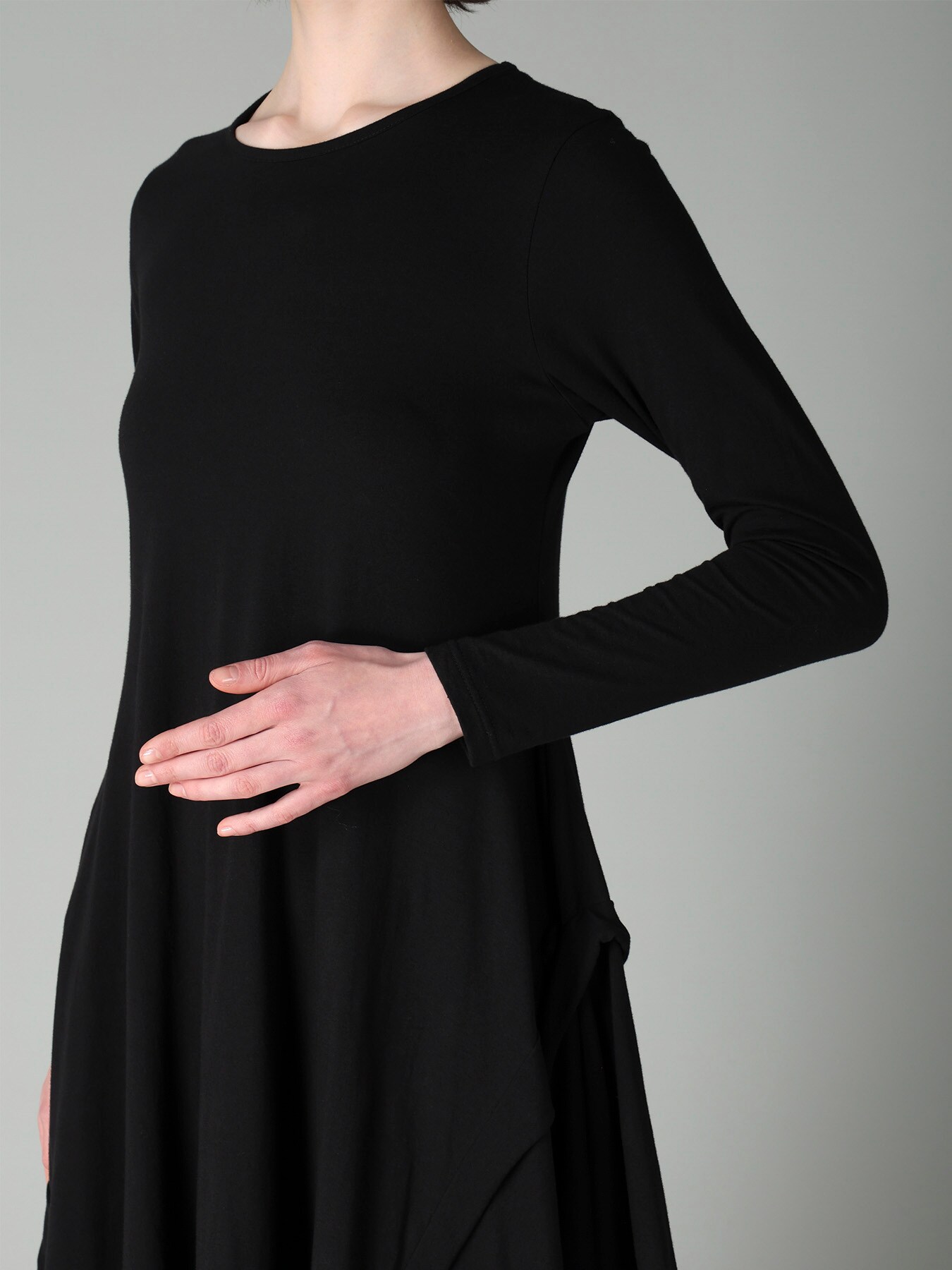 COTTON SINGLE JERSEY DRAPED DRESS