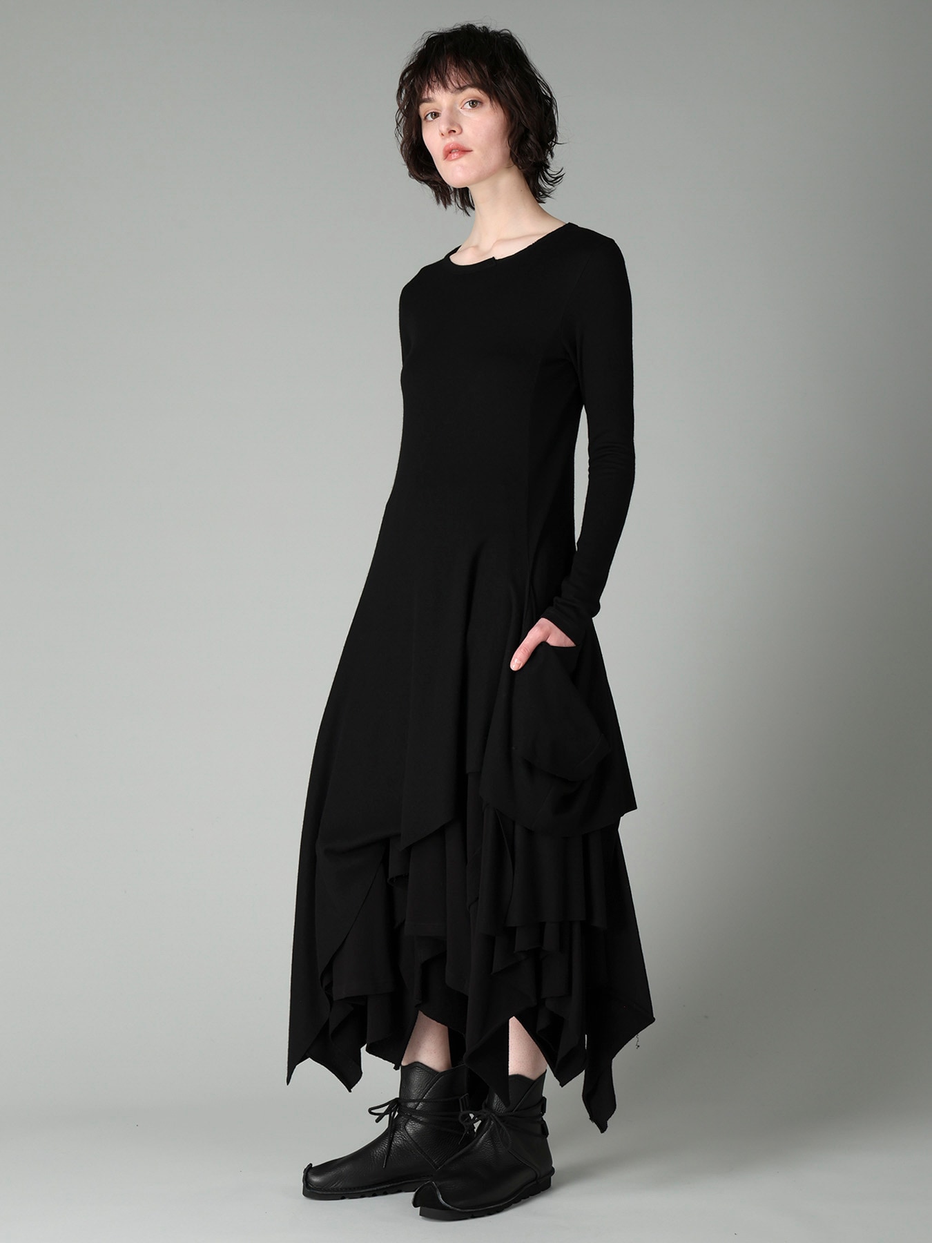 CREPE FRENCH TERRY ASYMMETRIC SKIRT