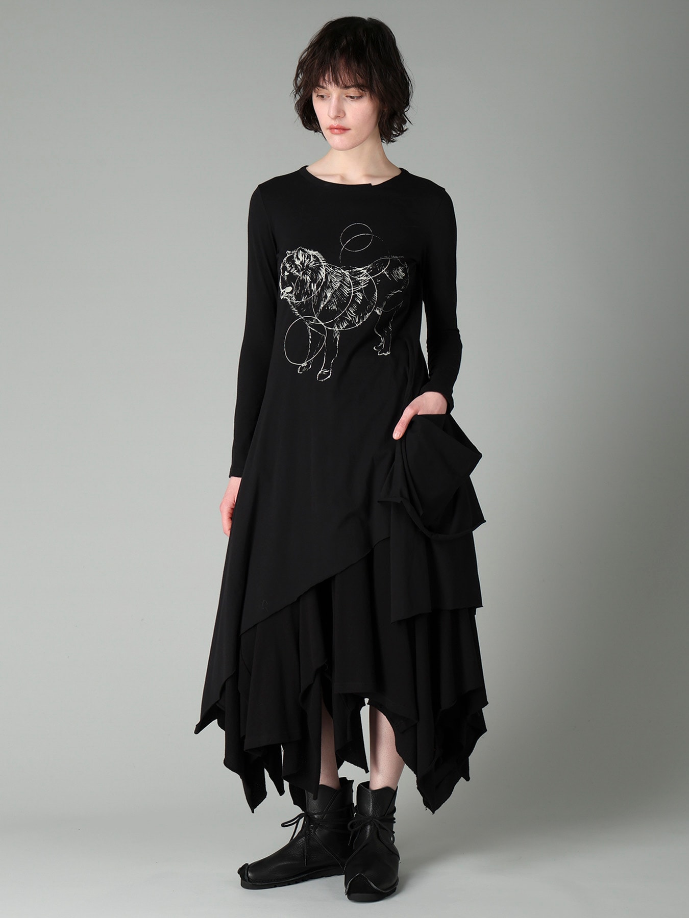 CREPE FRENCH TERRY DRAPED SKIRT B