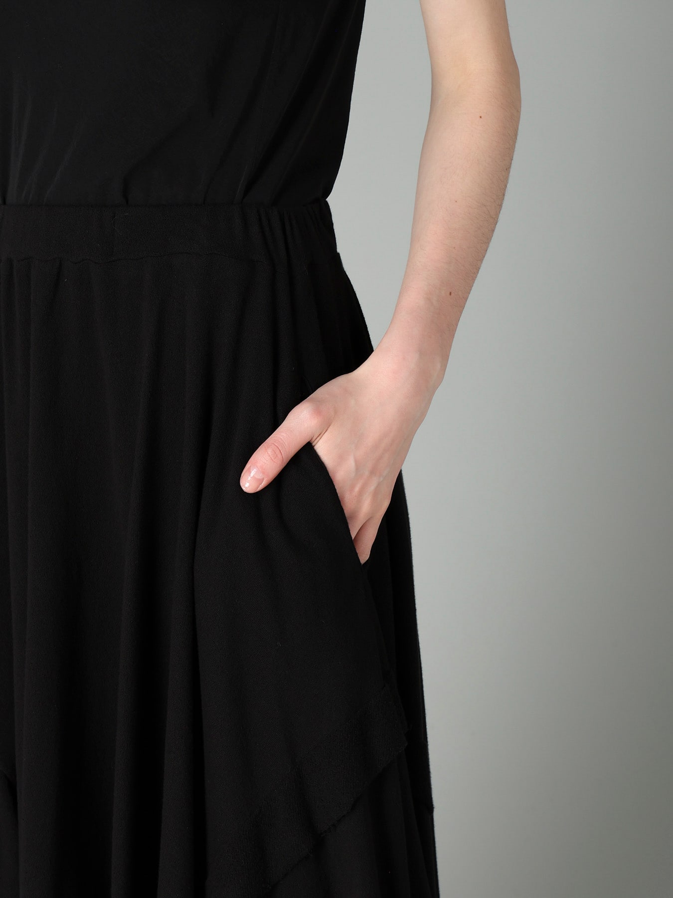 CREPE FRENCH TERRY DRAPED SKIRT B