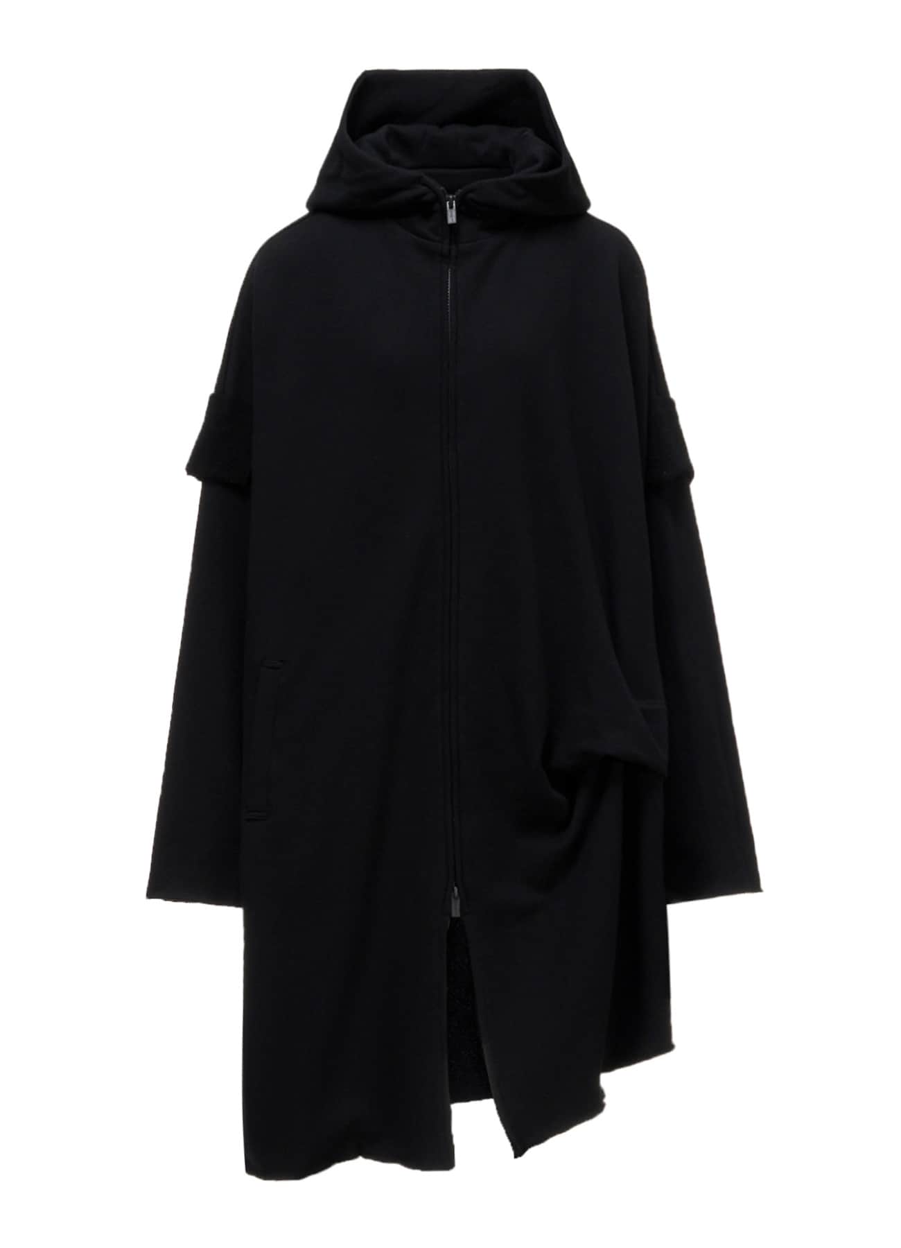 FRENCH TERRY TUCK POINT ZIP COAT