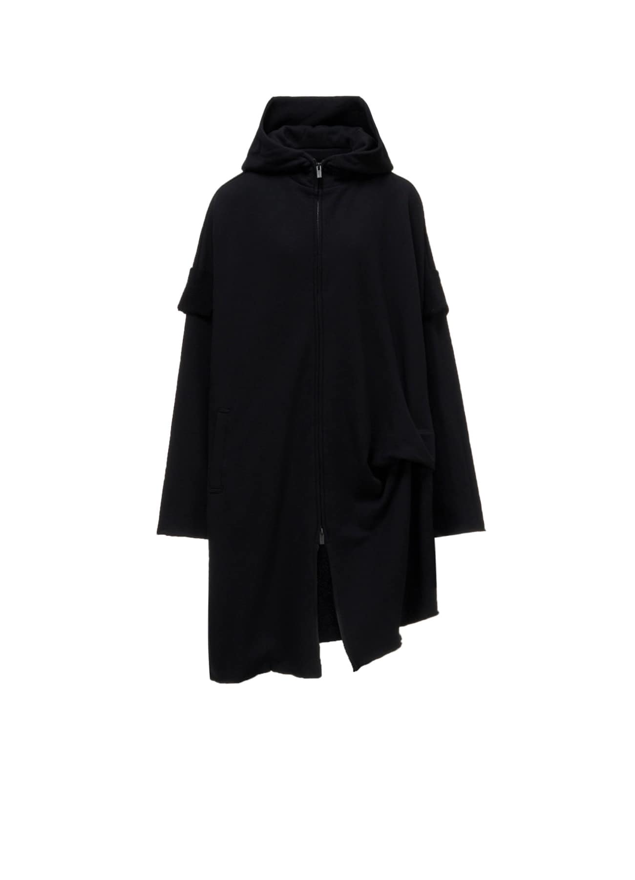 FRENCH TERRY TUCK POINT ZIP COAT