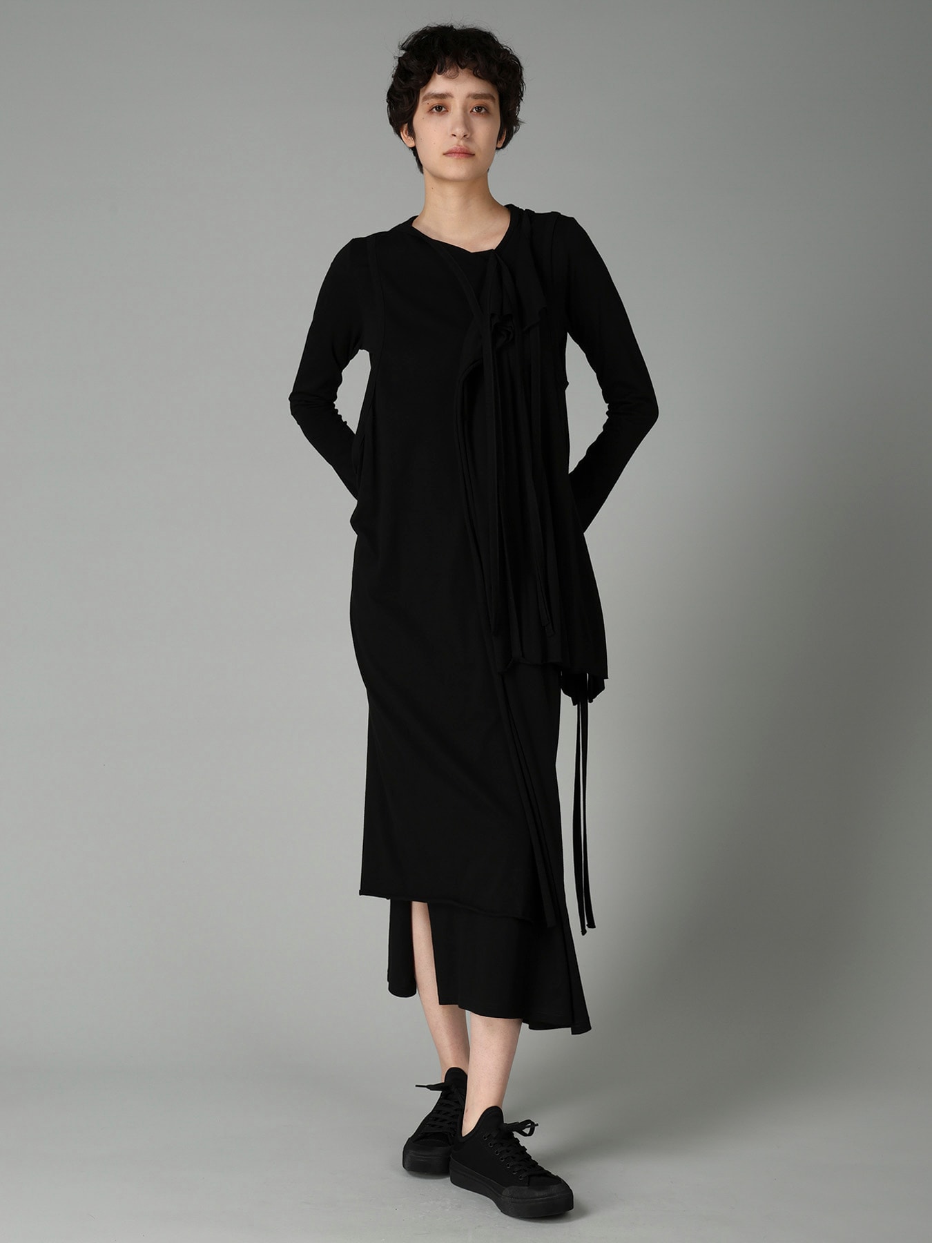 COTTON SINGLE JERSEY BINDER DRAPED DRESS B