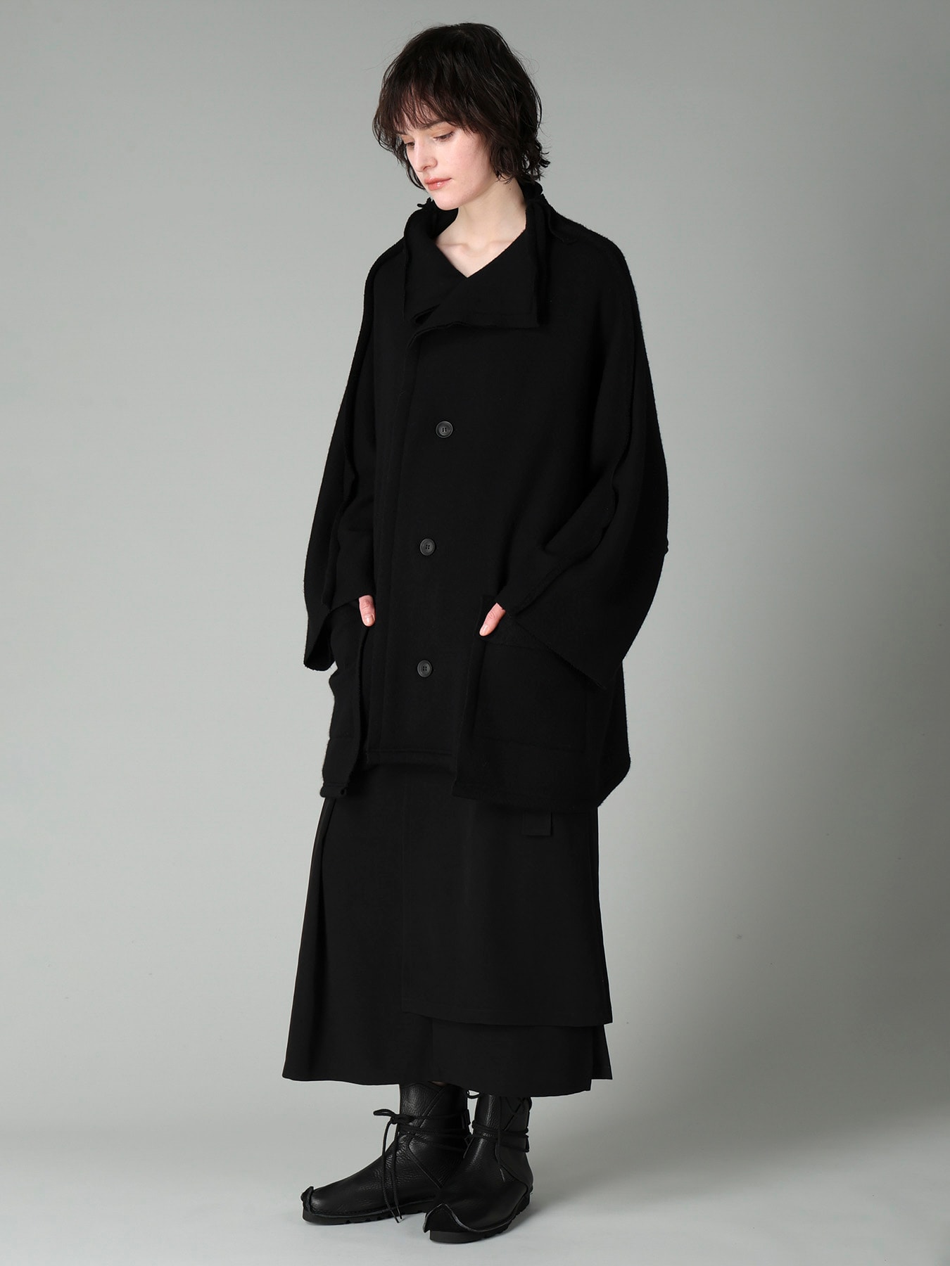 MILLED WOOL SHEEP PILE PATCH POCKET CARDIGAN