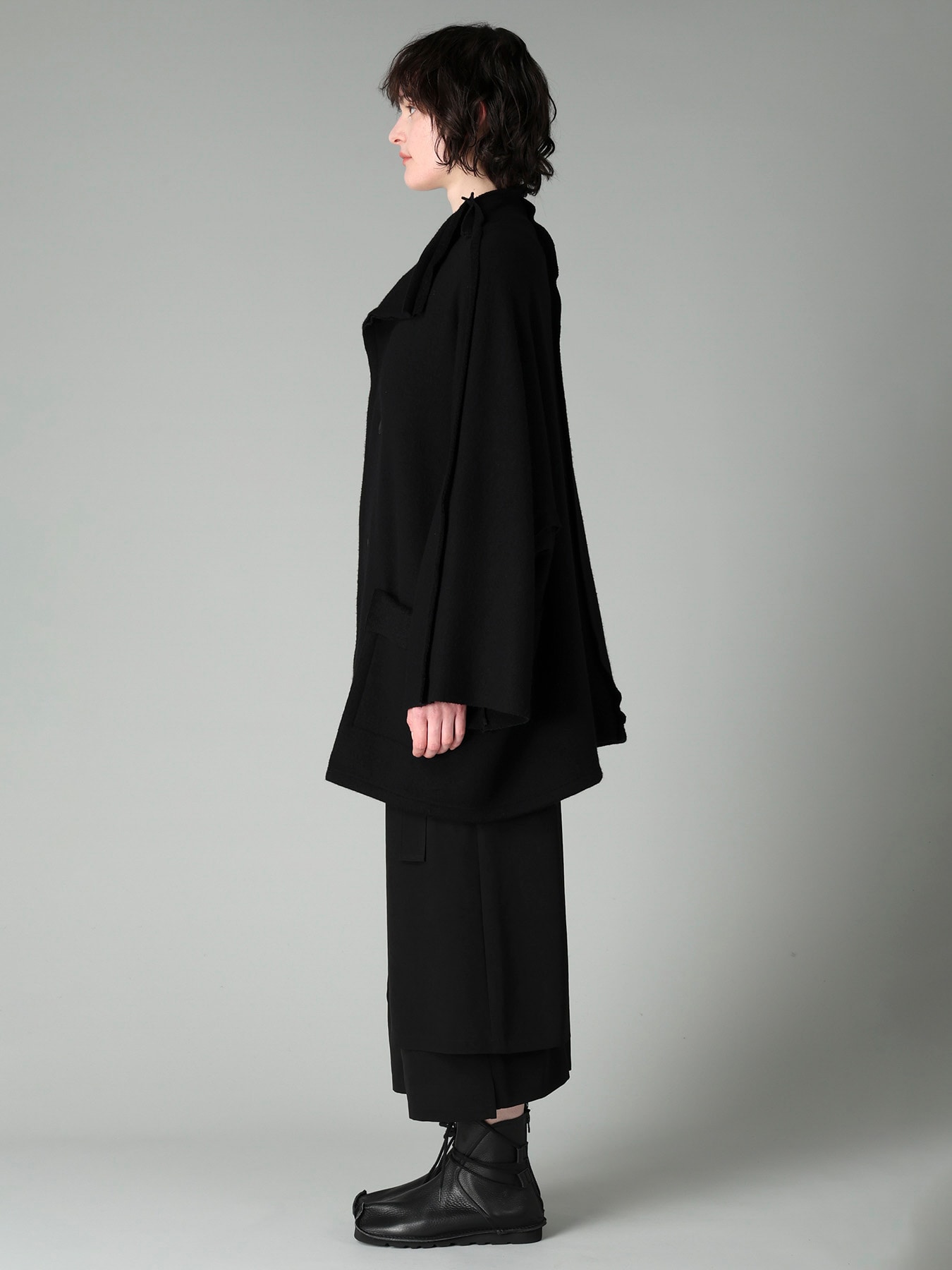 MILLED WOOL SHEEP PILE PATCH POCKET CARDIGAN