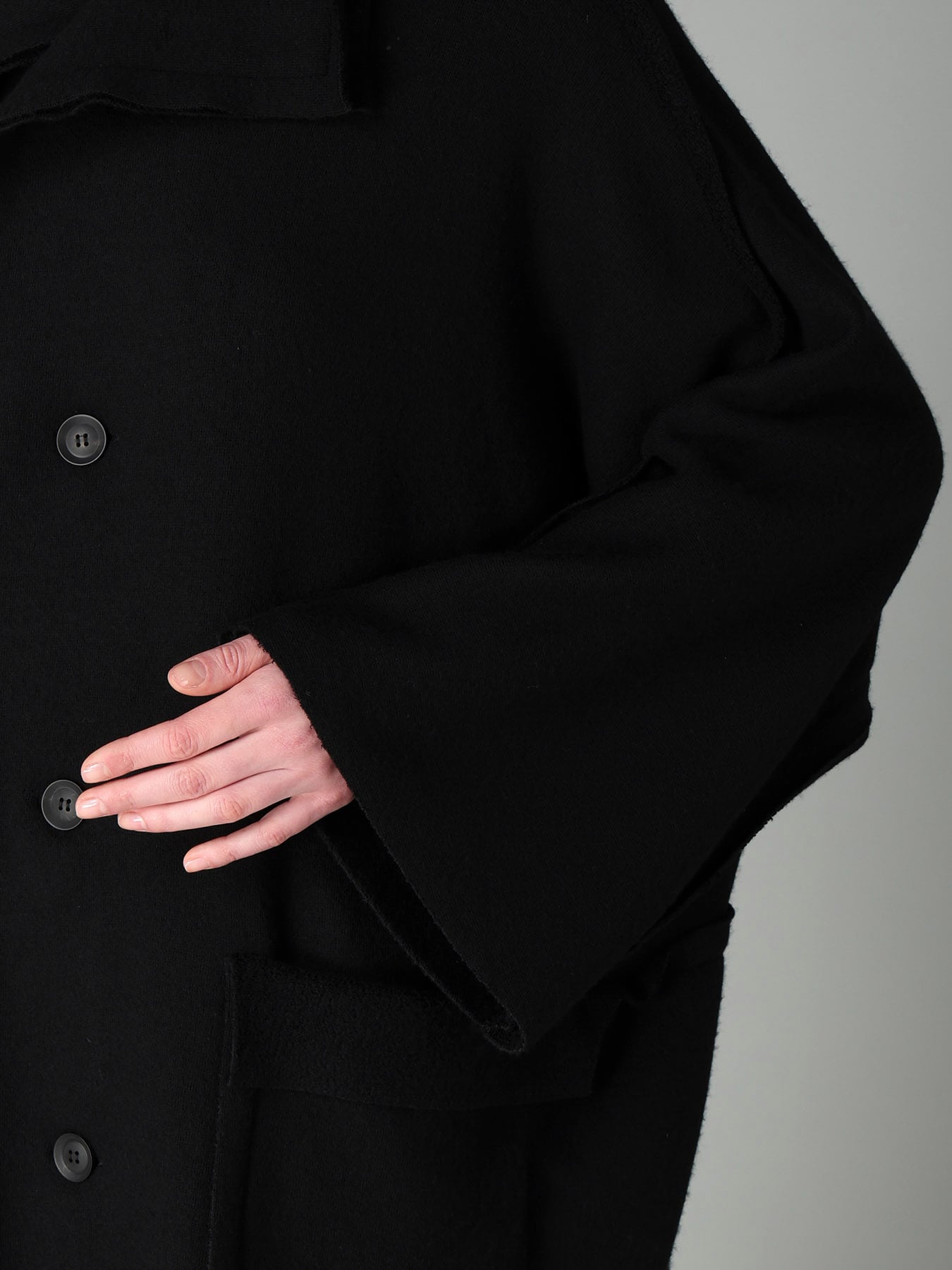 MILLED WOOL SHEEP PILE PATCH POCKET CARDIGAN