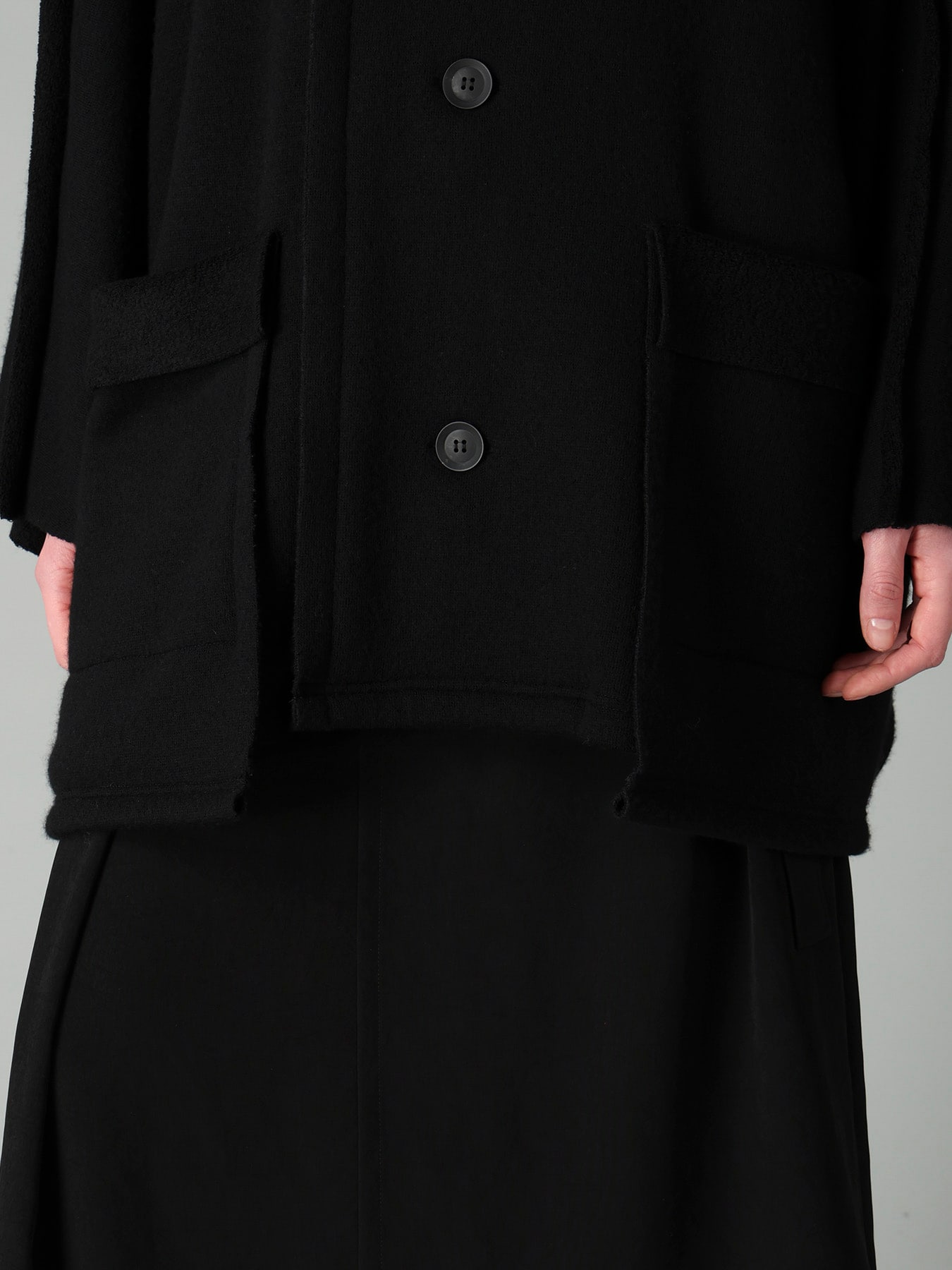 MILLED WOOL SHEEP PILE PATCH POCKET CARDIGAN