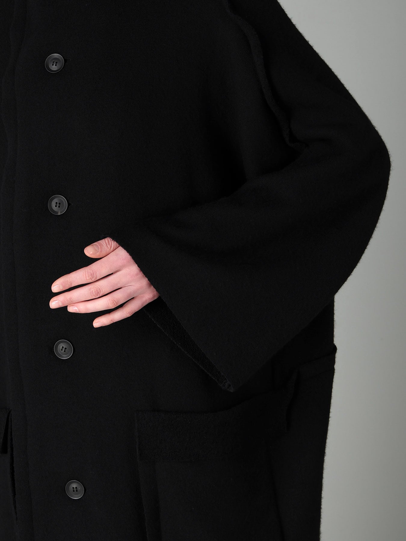 MILLED WOOL SHEEP PILE PATCH POCKET COAT