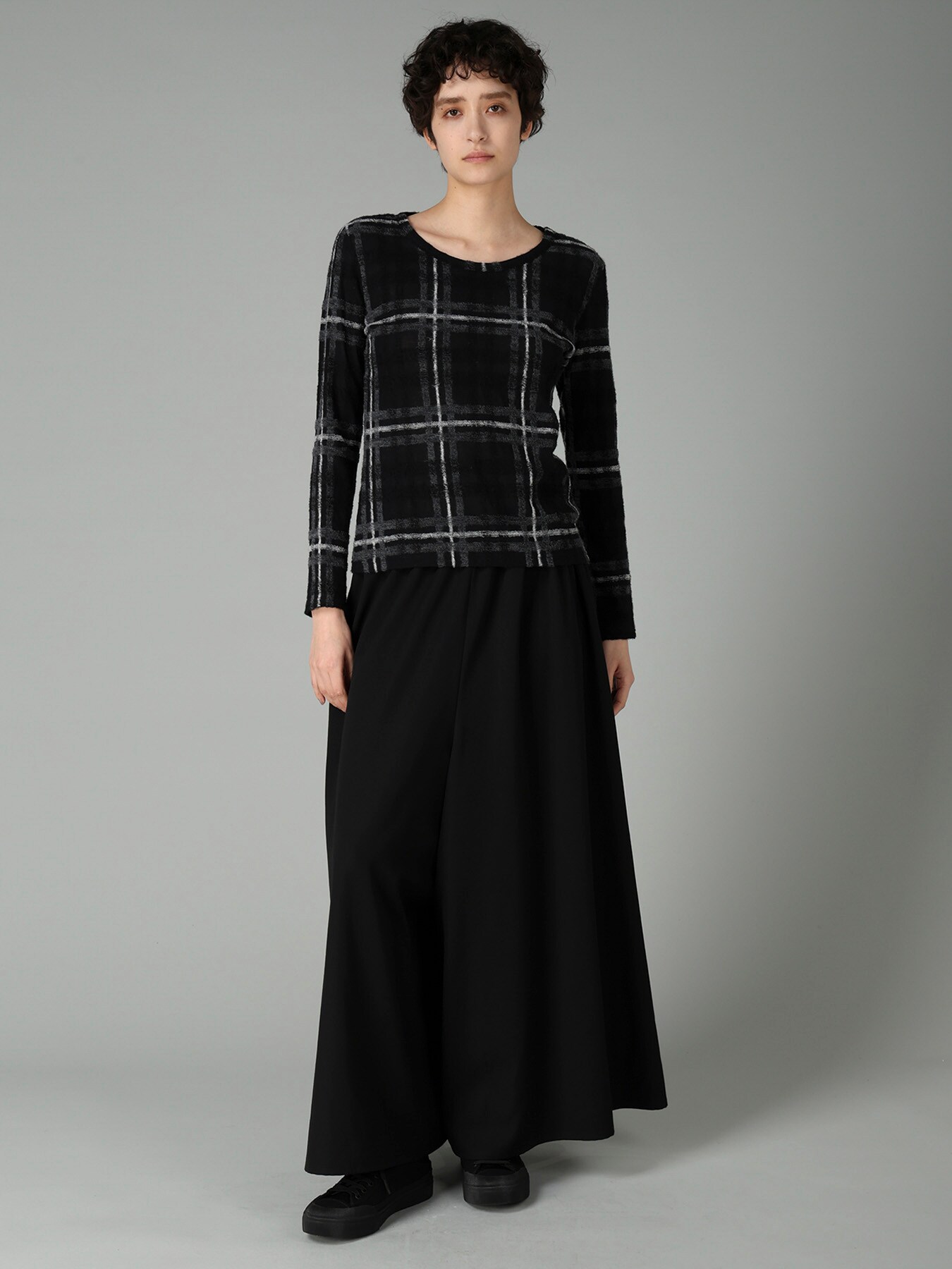 PLAID JQ  PILE LONG SLEEVE T