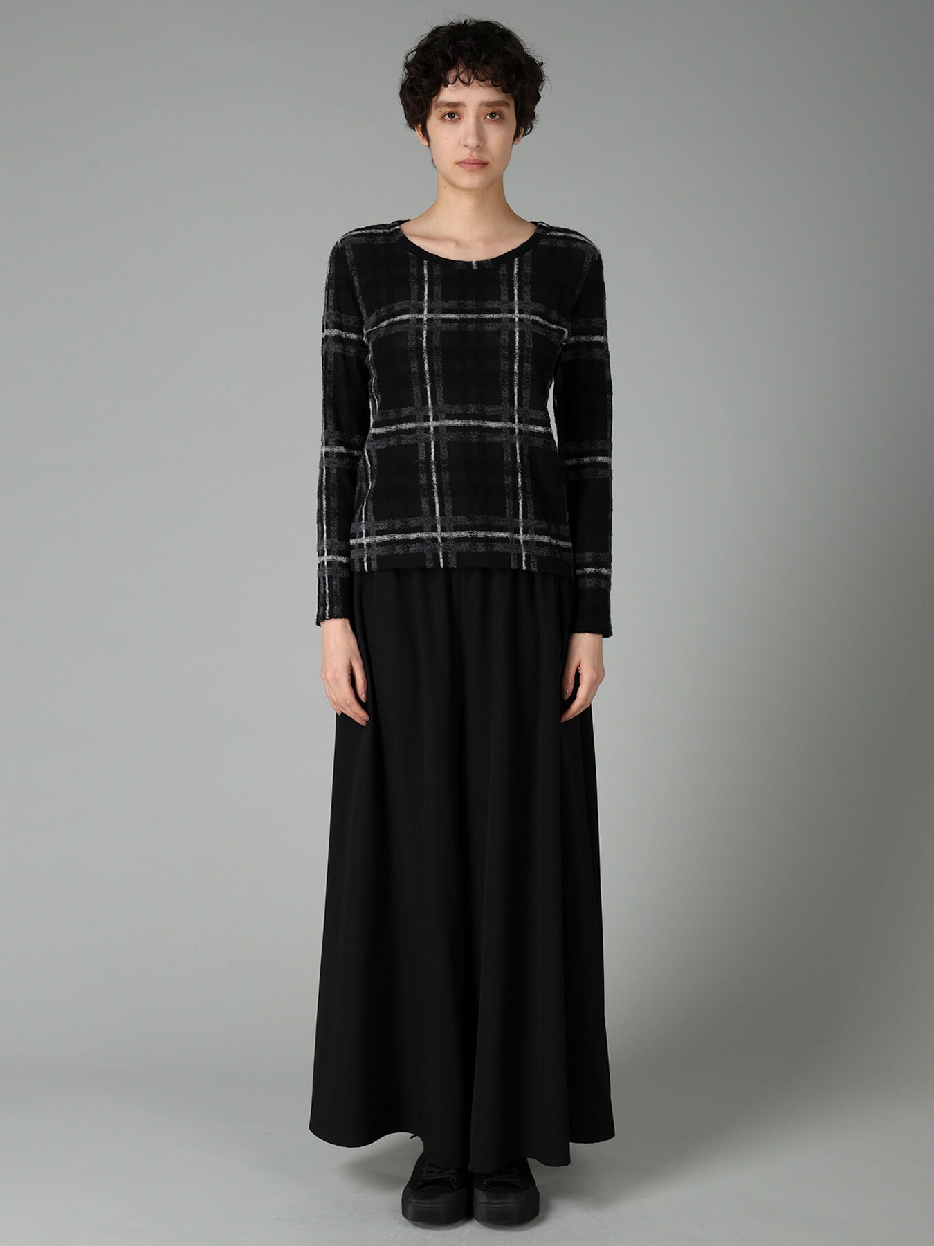 PLAID JQ  PILE LONG SLEEVE T