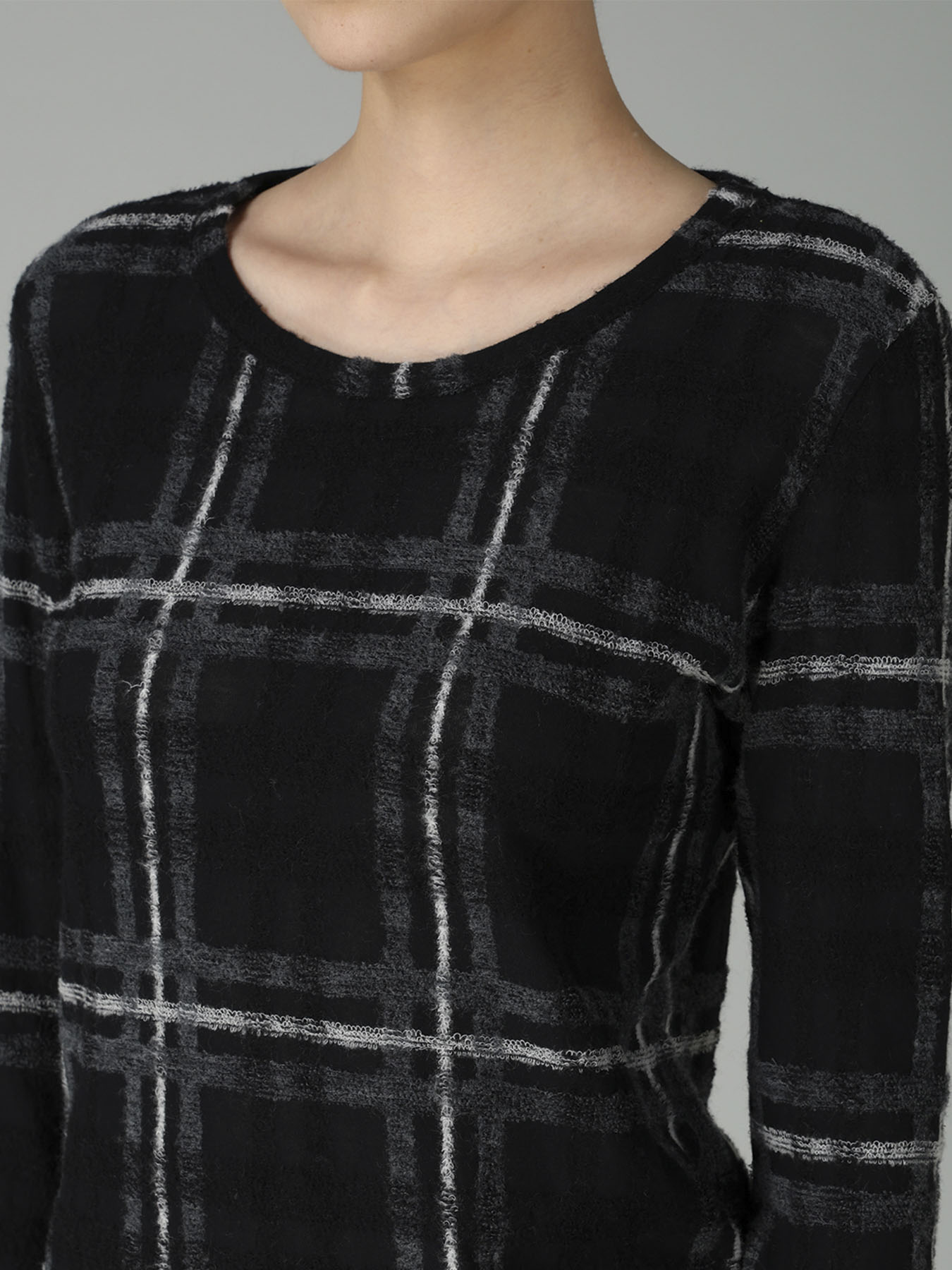 PLAID JQ  PILE LONG SLEEVE T