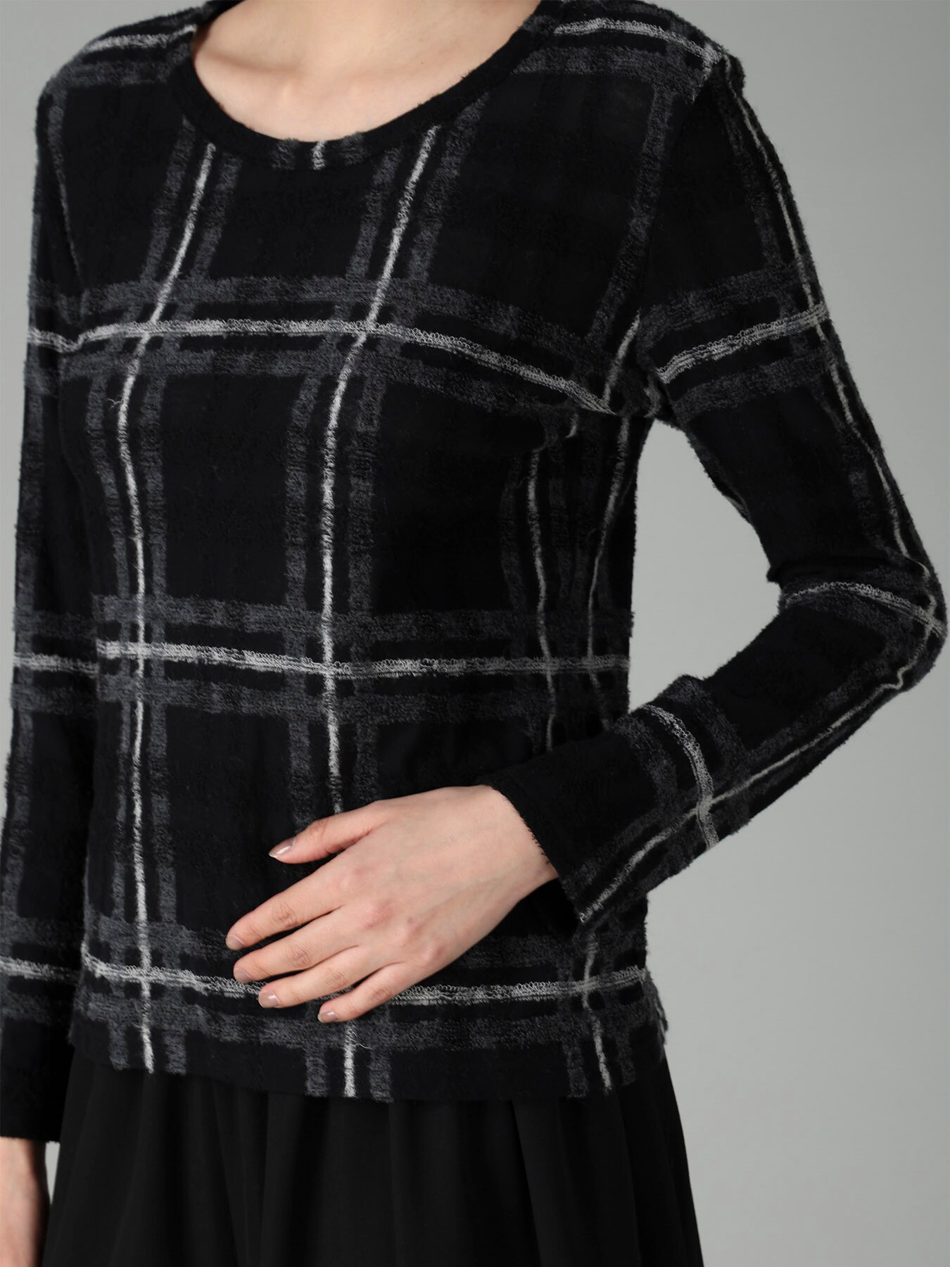 PLAID JQ  PILE LONG SLEEVE T