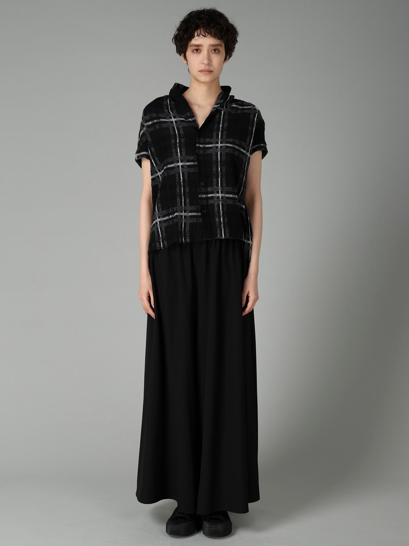 PLAID JQ  PILE SHORT SLEEVE CARDIGAN