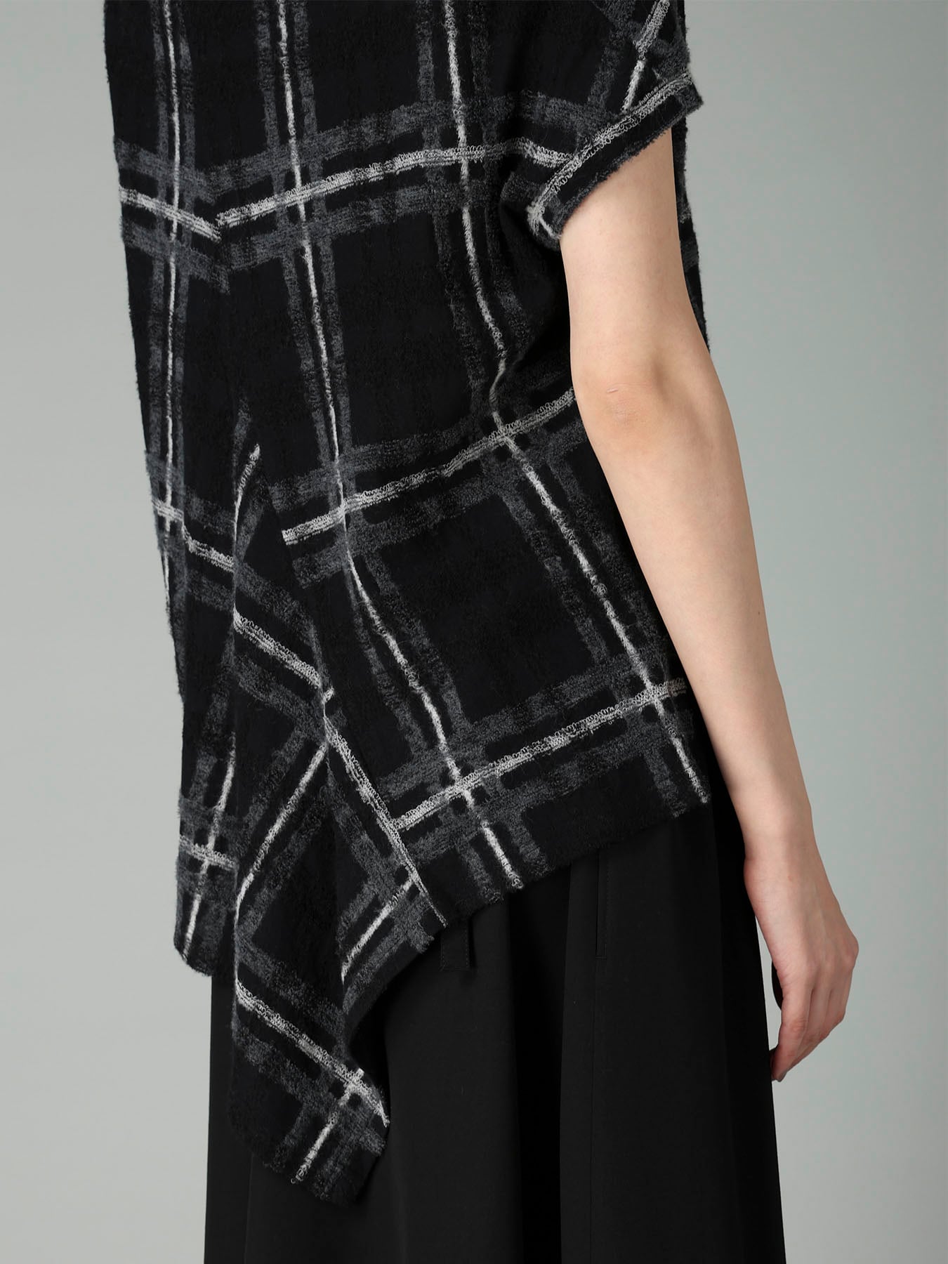PLAID JQ  PILE SHORT SLEEVE CARDIGAN