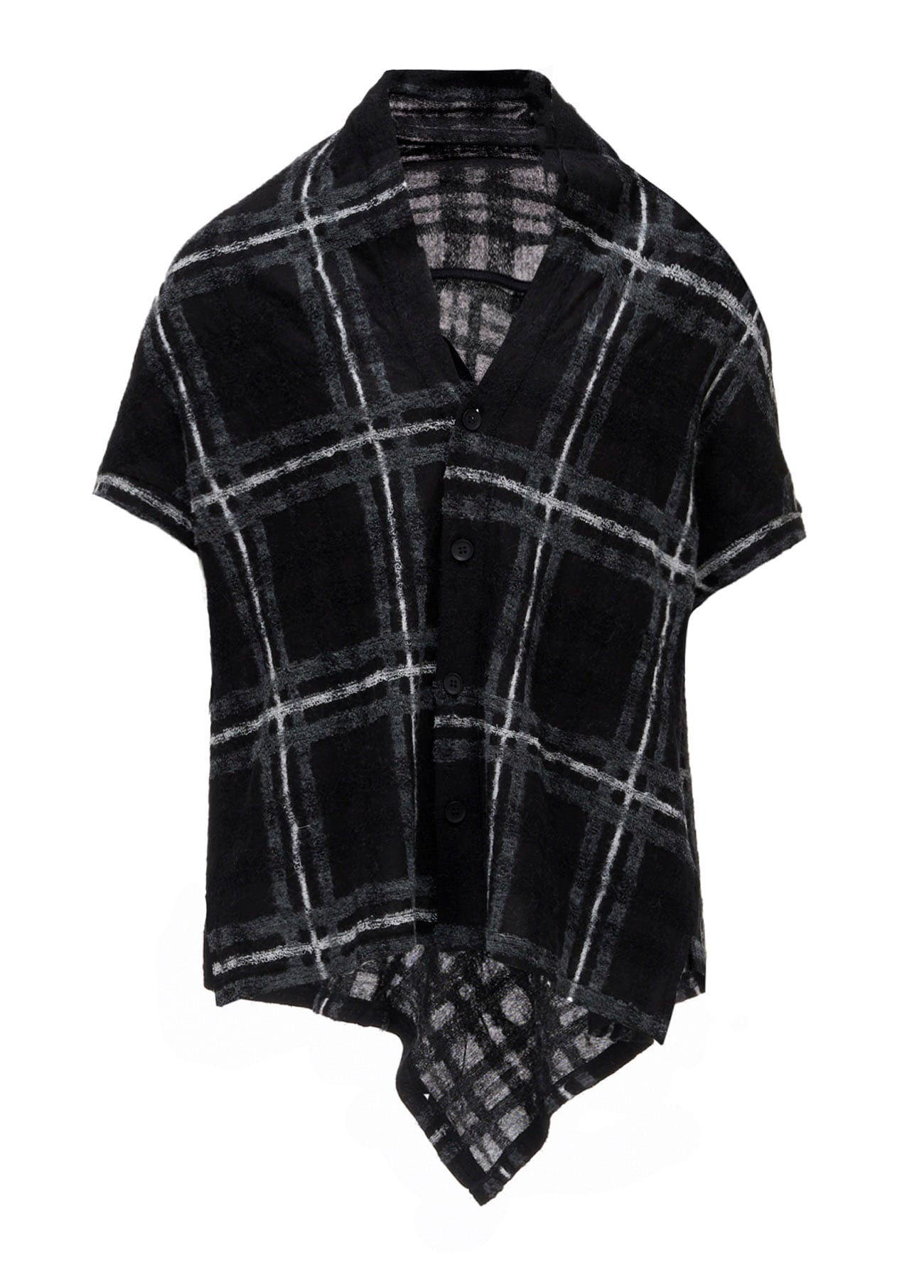 PLAID JQ  PILE SHORT SLEEVE CARDIGAN