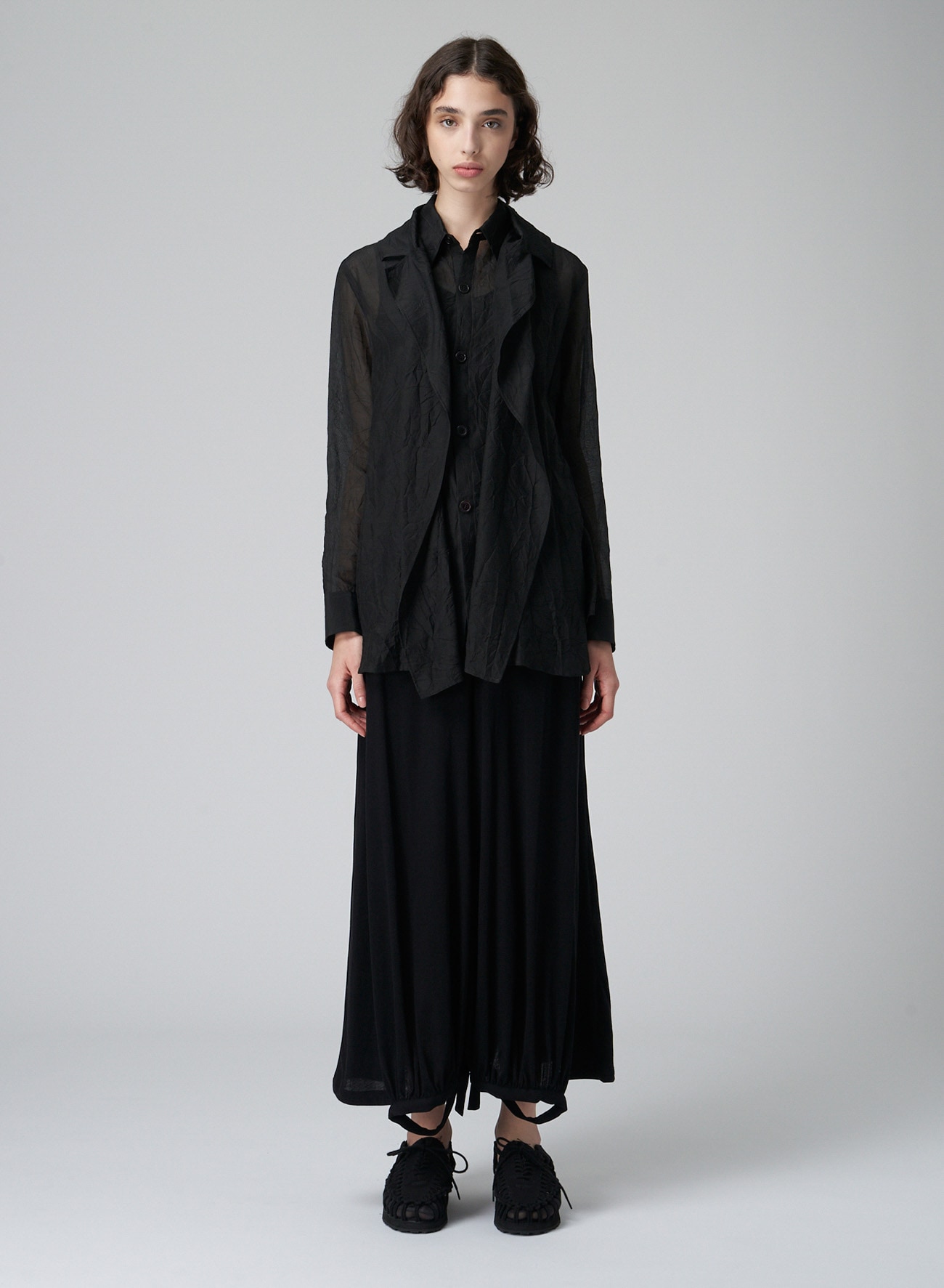 TECHNORAMA COTTON PANTS WITH GATHERED FRONT HEM