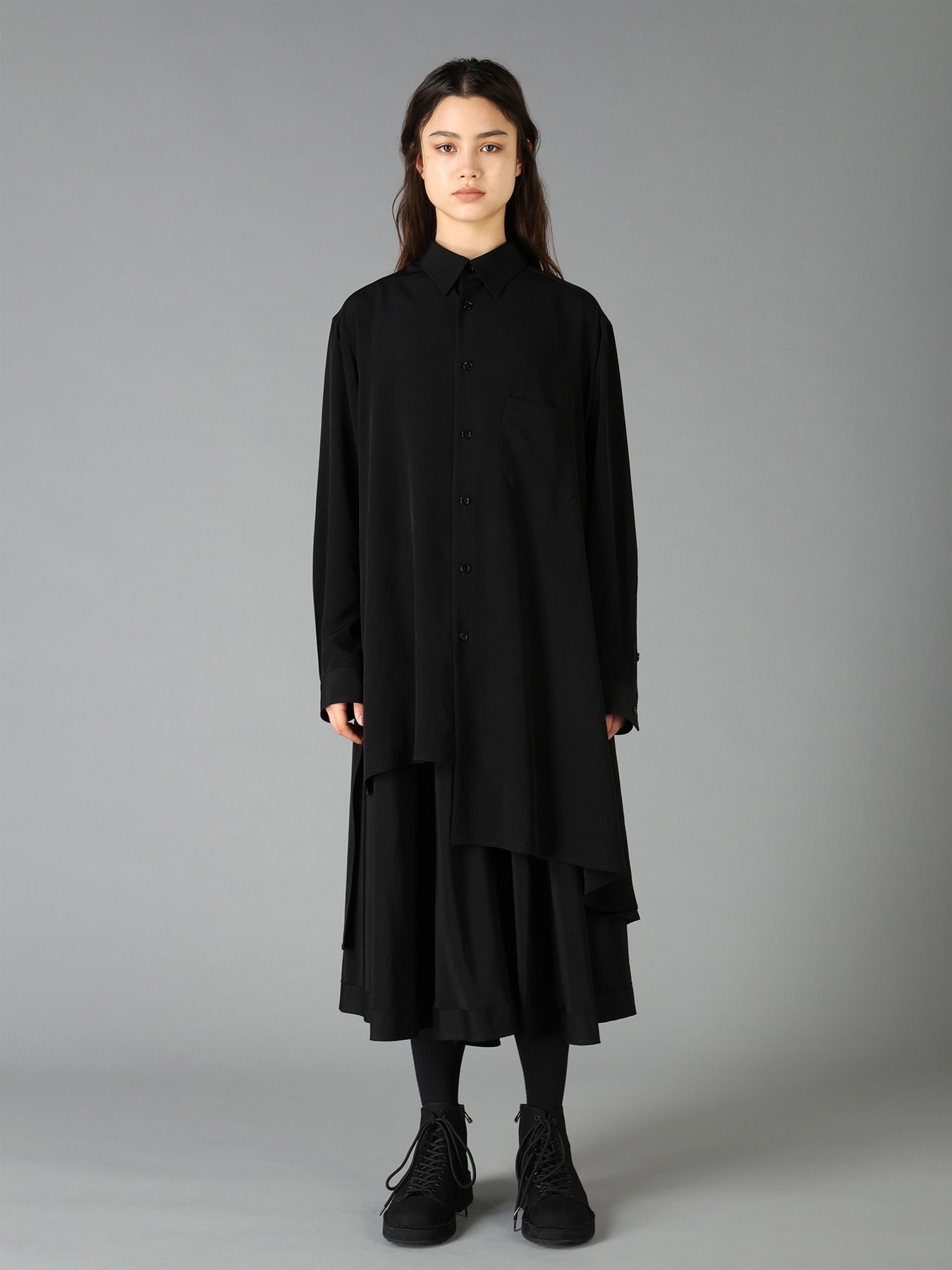 CREPE DE CHINE STANDARD ASYMMETRICAL FLARES SHIRT