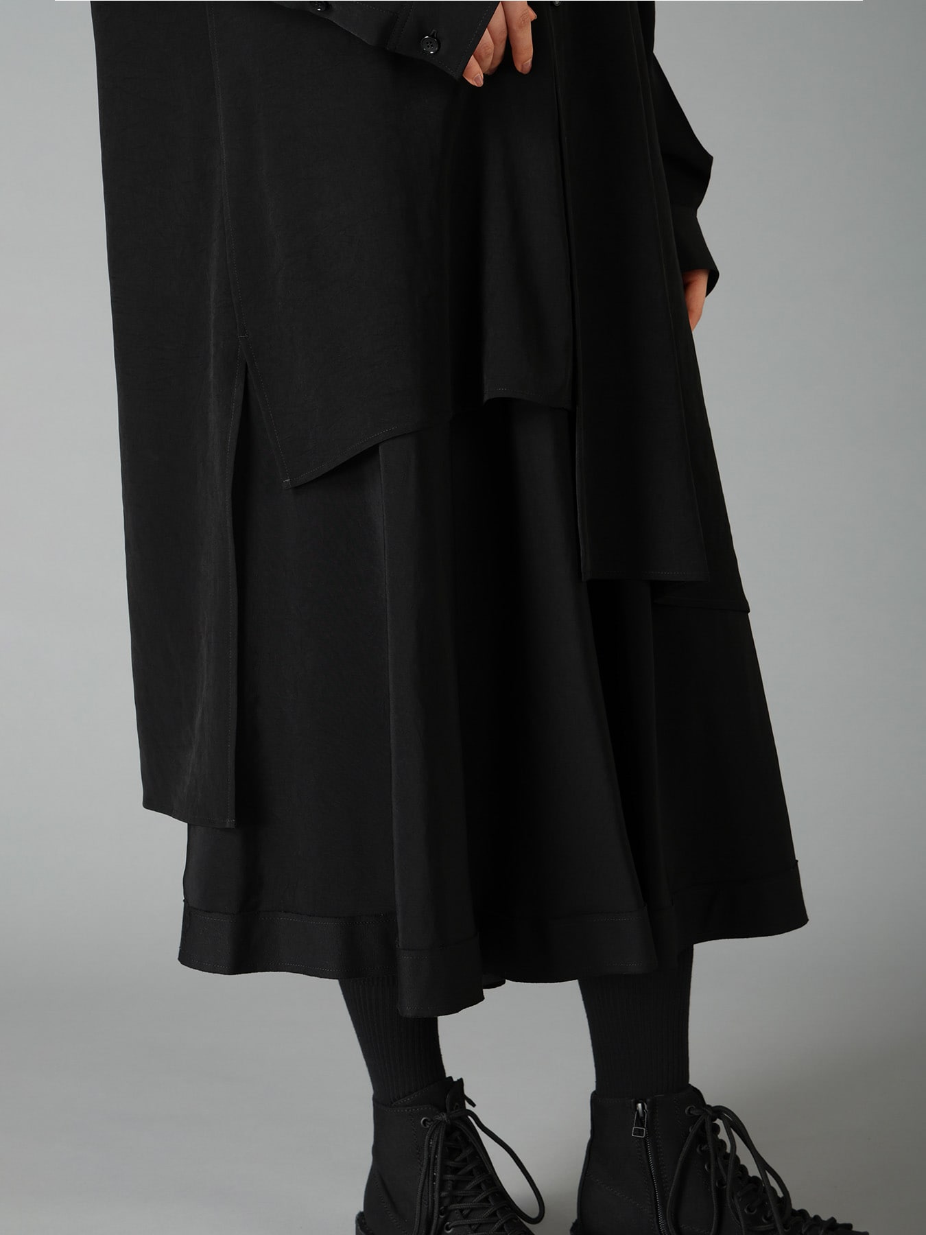 CREPE DE CHINE STANDARD ASYMMETRICAL FLARES SHIRT