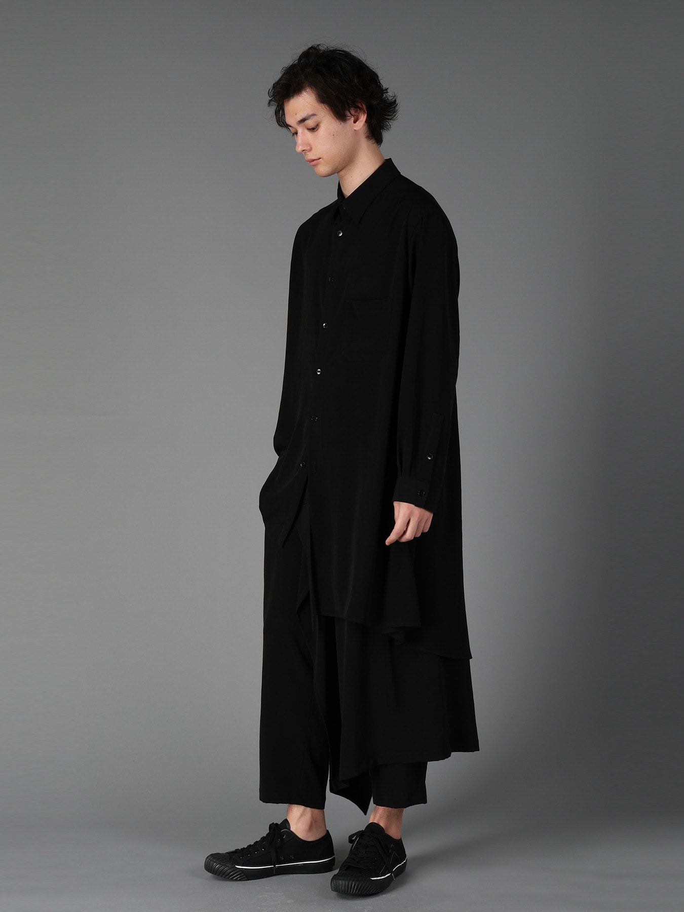 CREPE DE CHINE STANDARD ASYMMETRICAL FLARES SHIRT