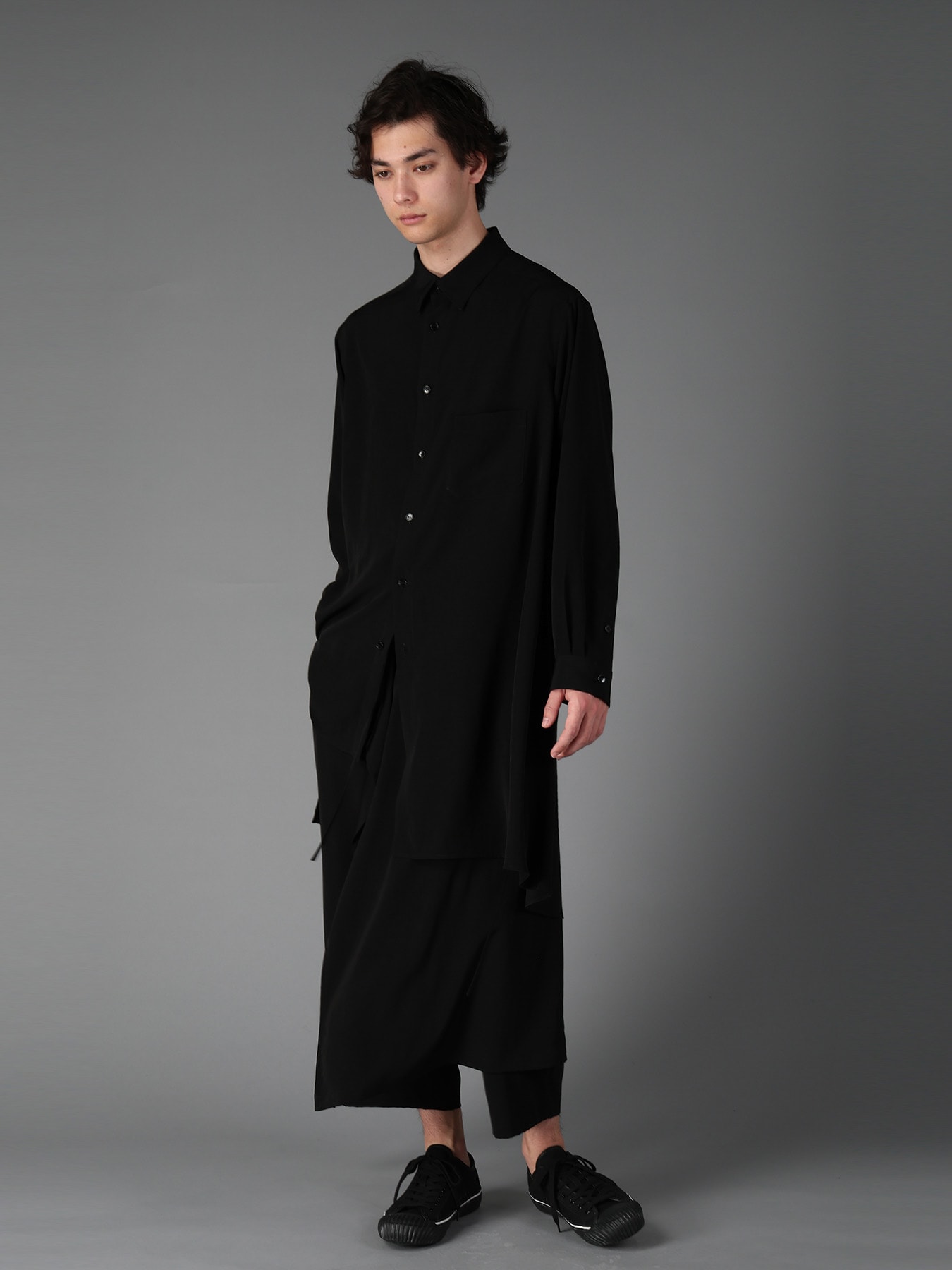 CREPE DE CHINE STANDARD ASYMMETRICAL FLARES SHIRT