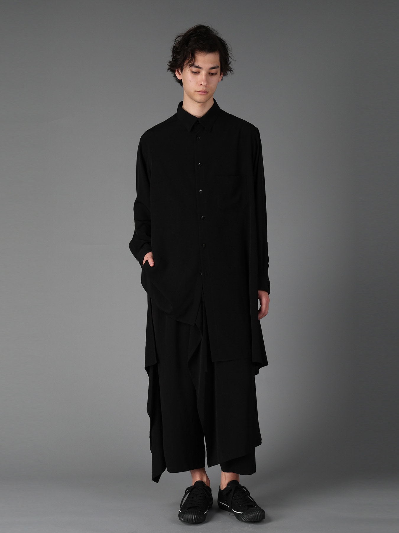 CREPE DE CHINE STANDARD ASYMMETRICAL FLARES SHIRT