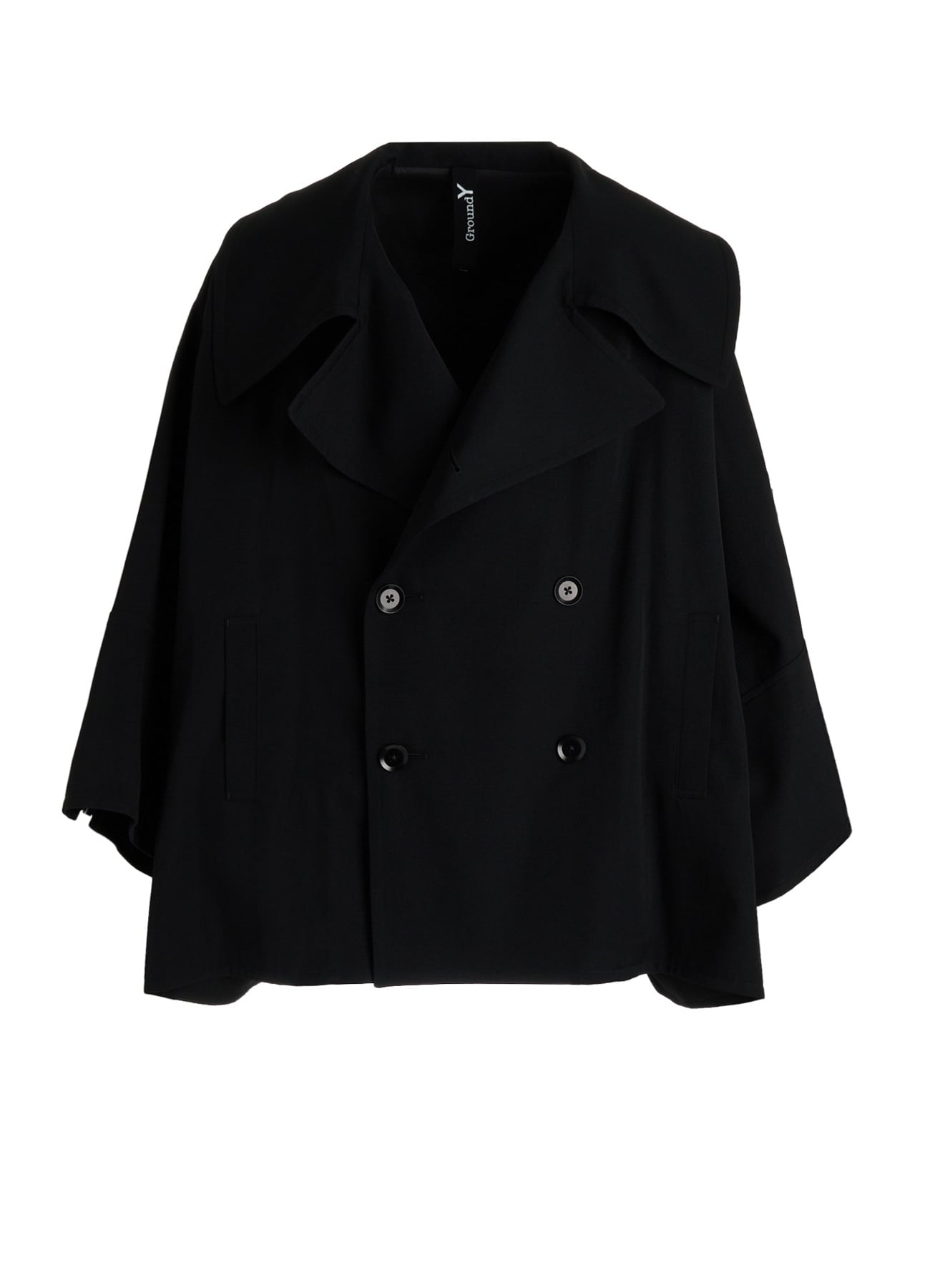 WOOL GABARDINE SHORT LENGTH BIG SLEEVE DOUBLE COAT