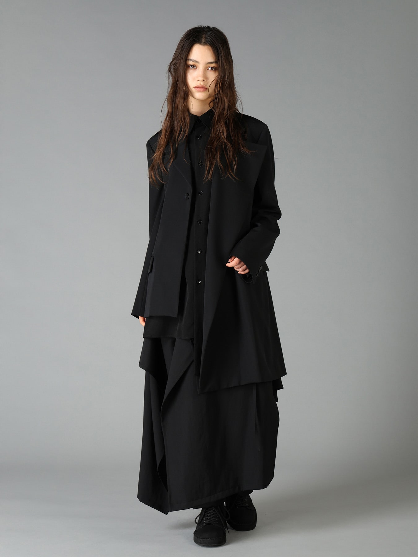 WOOL GABARDINE ASYMMETRICAL JACKET