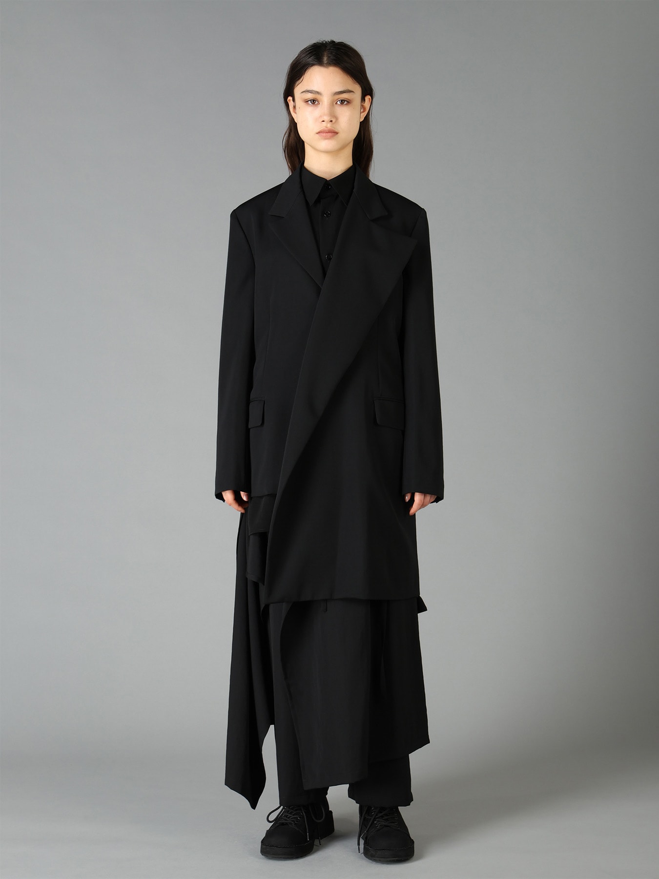 WOOL GABARDINE ASYMMETRICAL JACKET