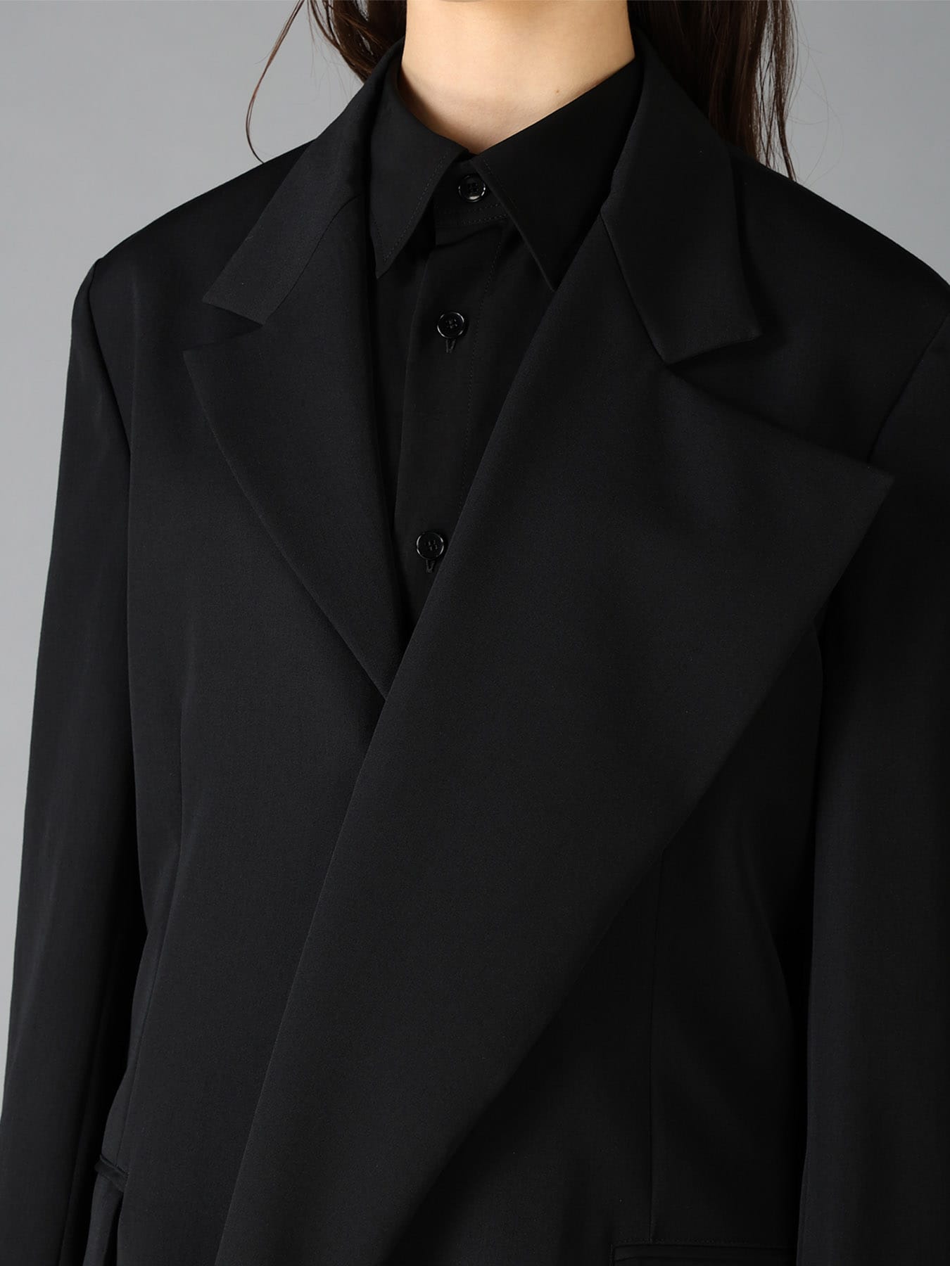 WOOL GABARDINE ASYMMETRICAL JACKET