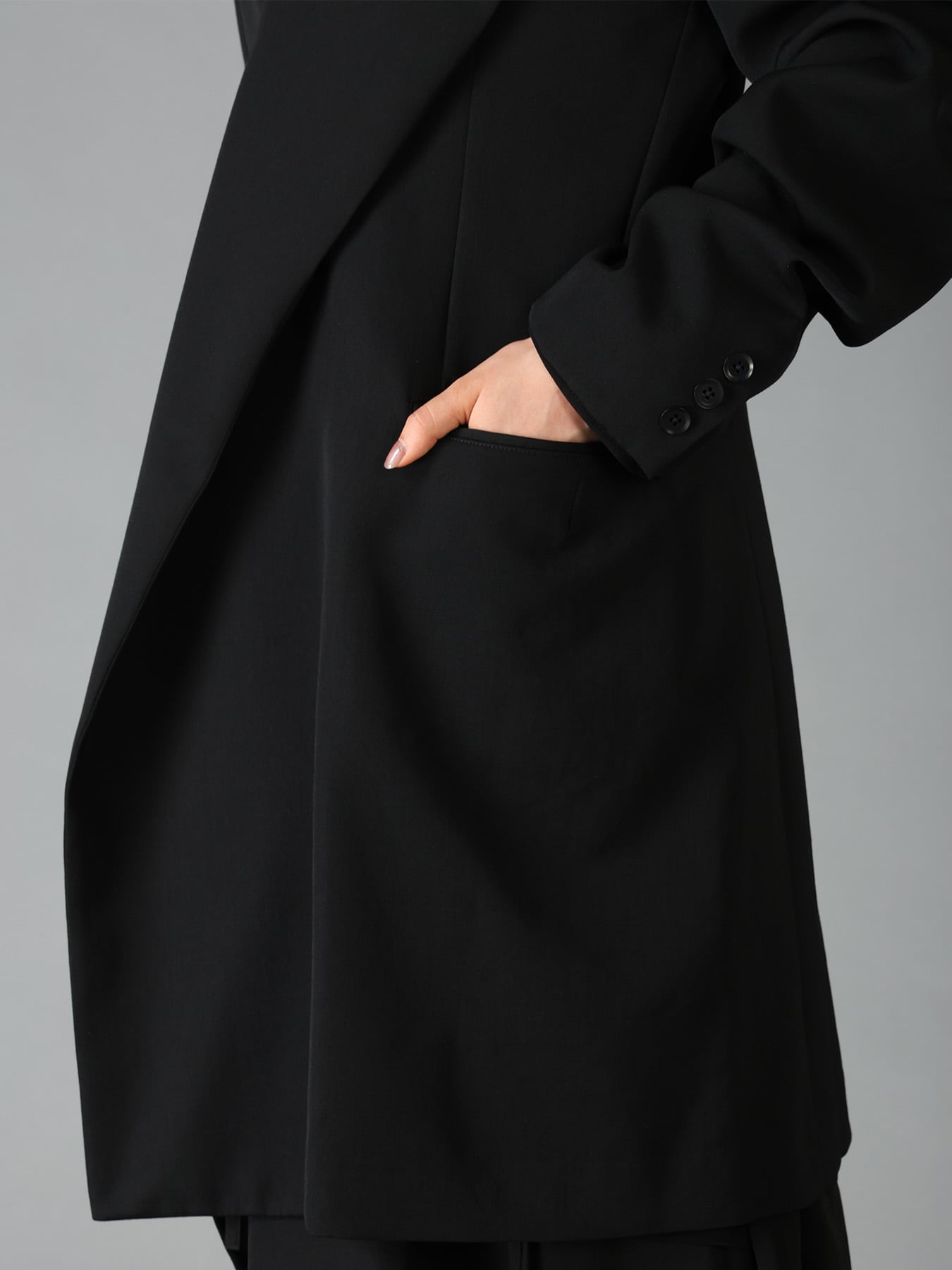 WOOL GABARDINE ASYMMETRICAL JACKET