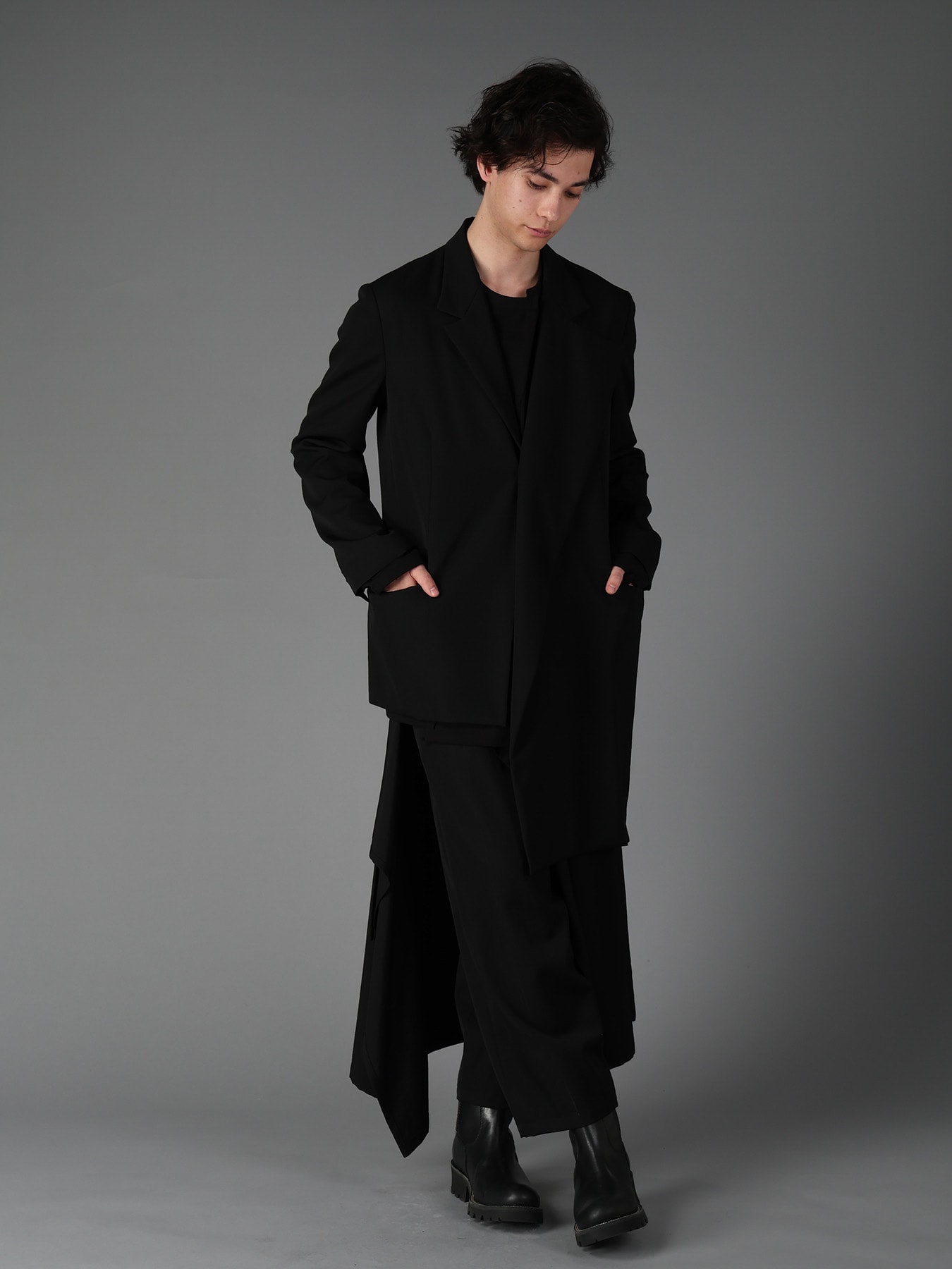 WOOL GABARDINE ASYMMETRICAL JACKET