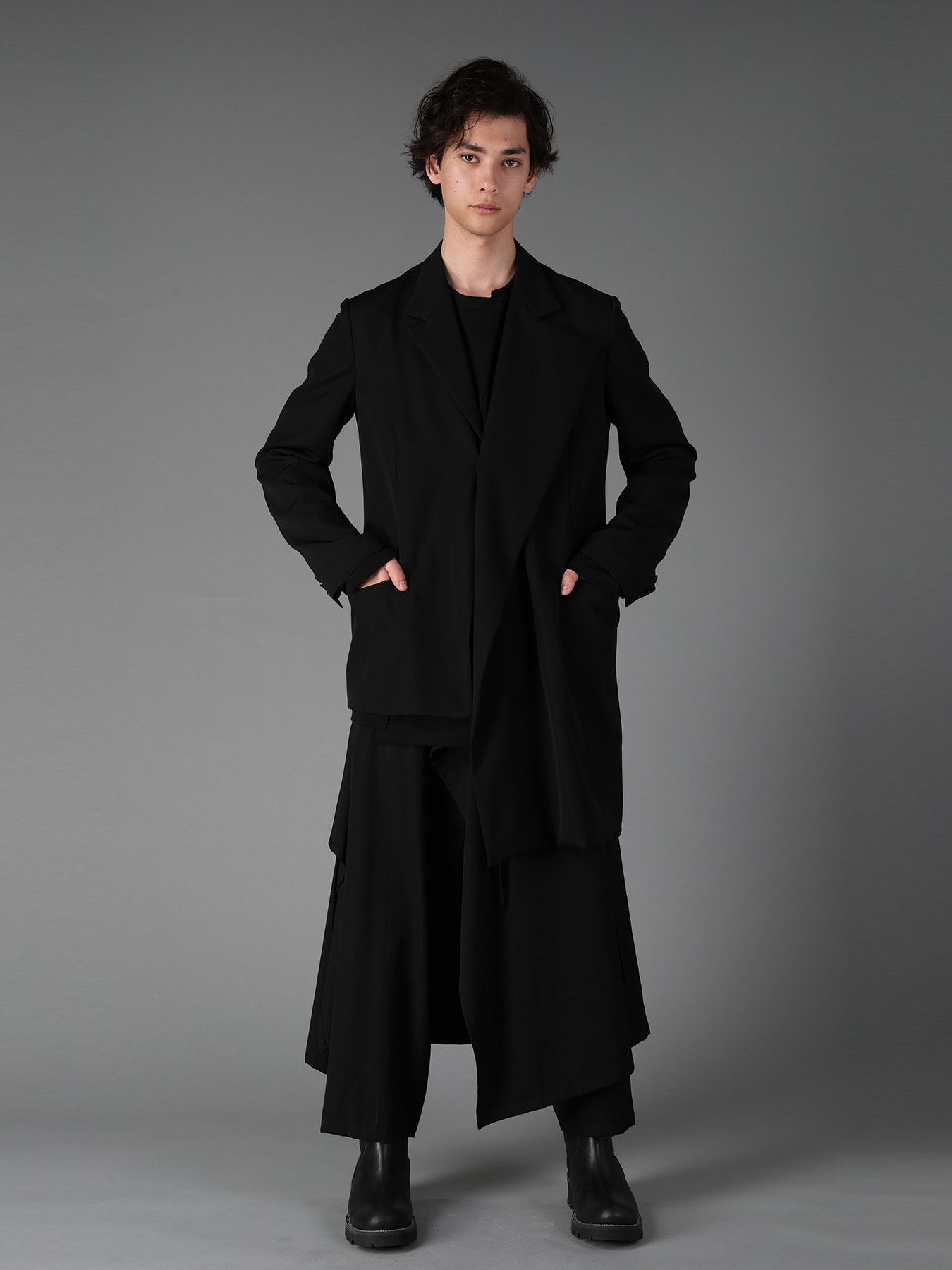 WOOL GABARDINE ASYMMETRICAL JACKET