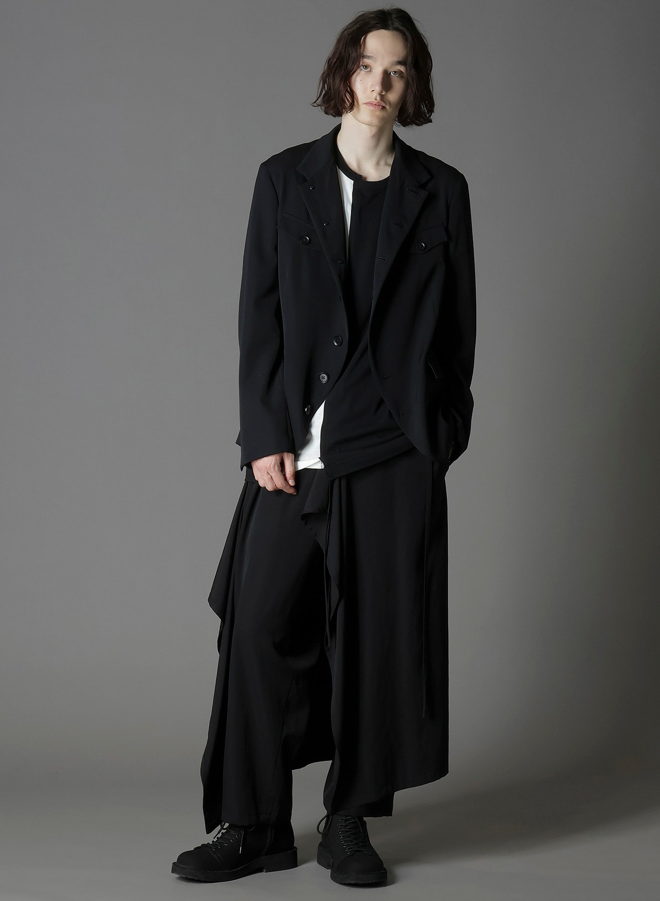 WOOL GABARDINE MEN'S STAND COLLAR JACKET