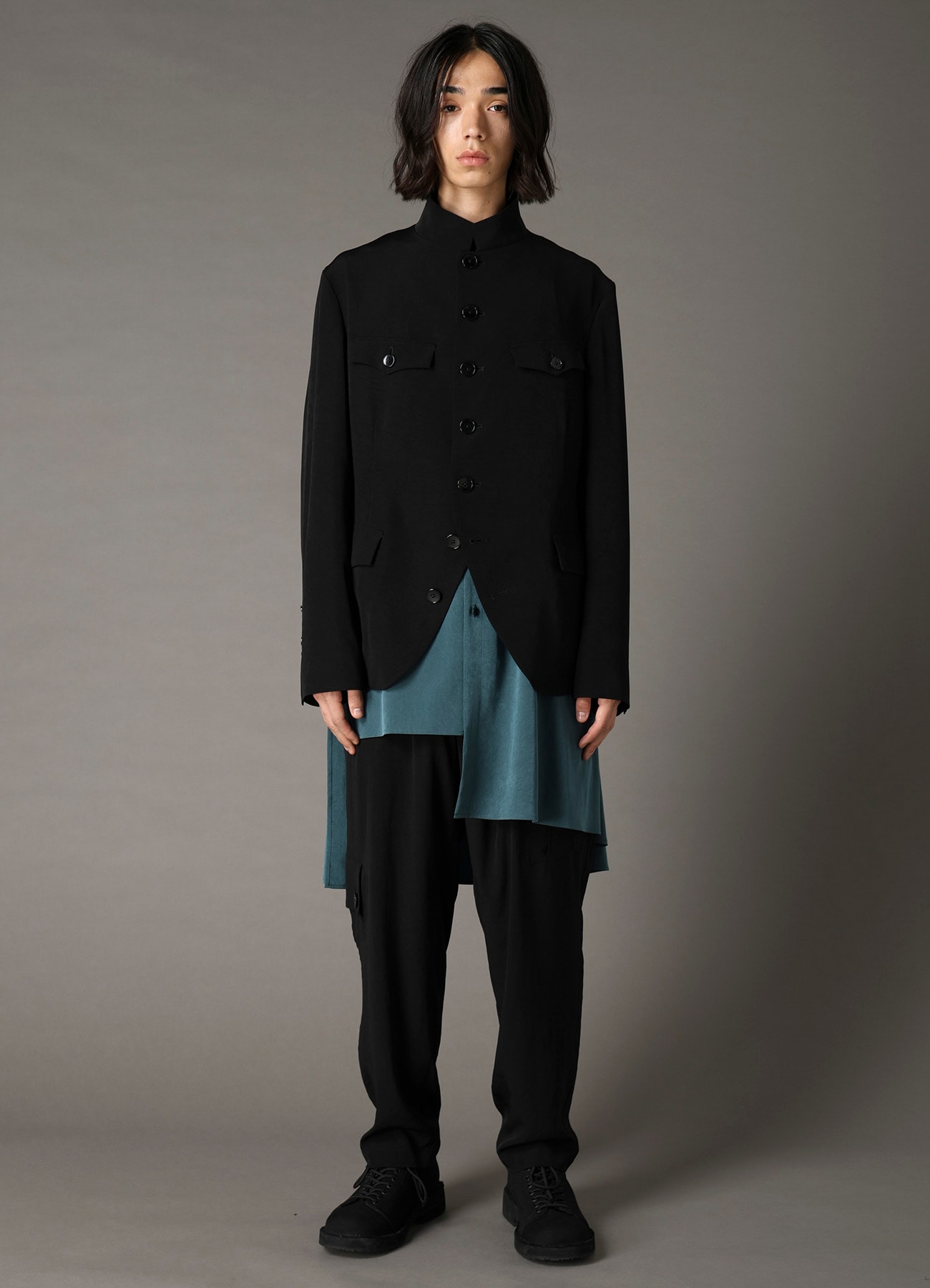 CREPE DE CHINE MEN'S STAND COLLAR JACKET