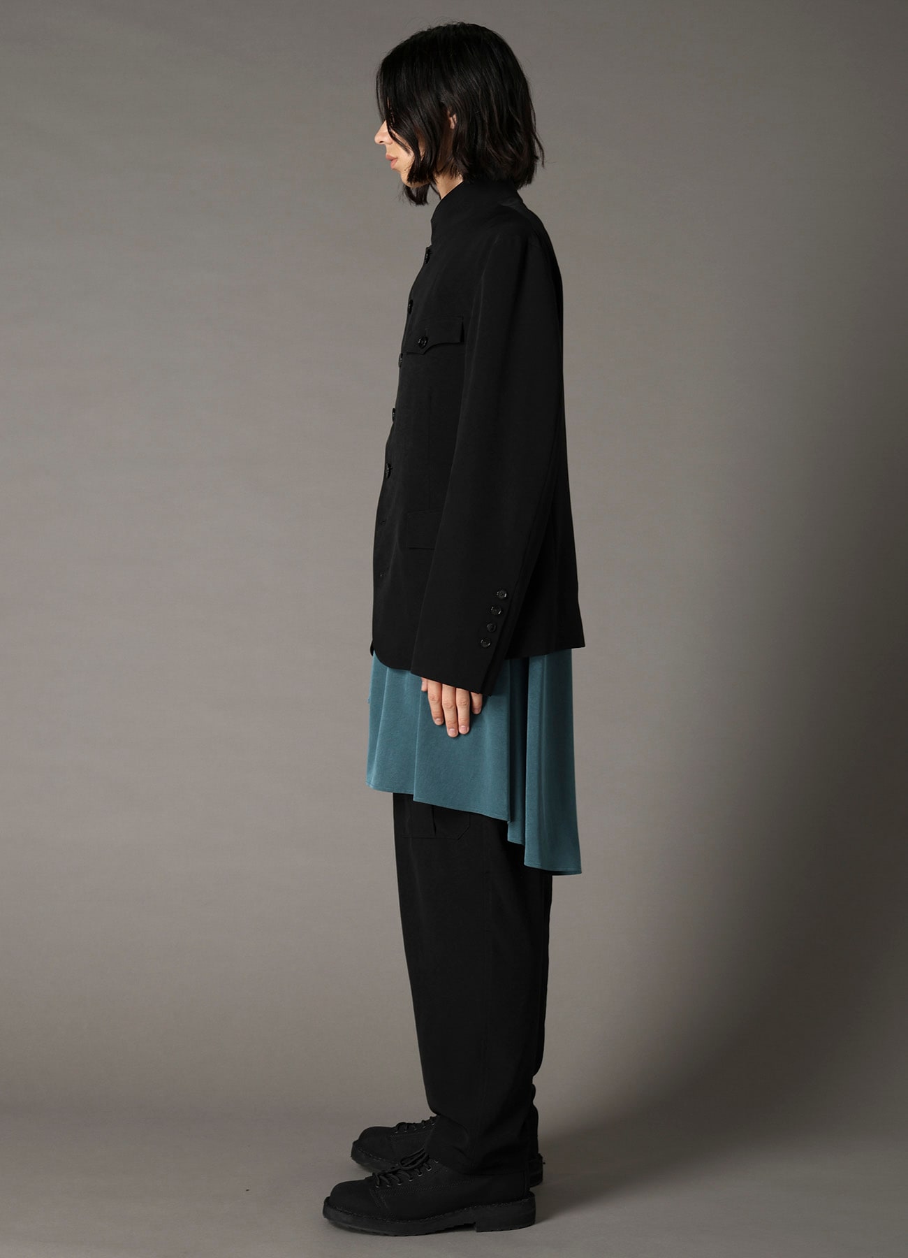 CREPE DE CHINE MEN'S STAND COLLAR JACKET