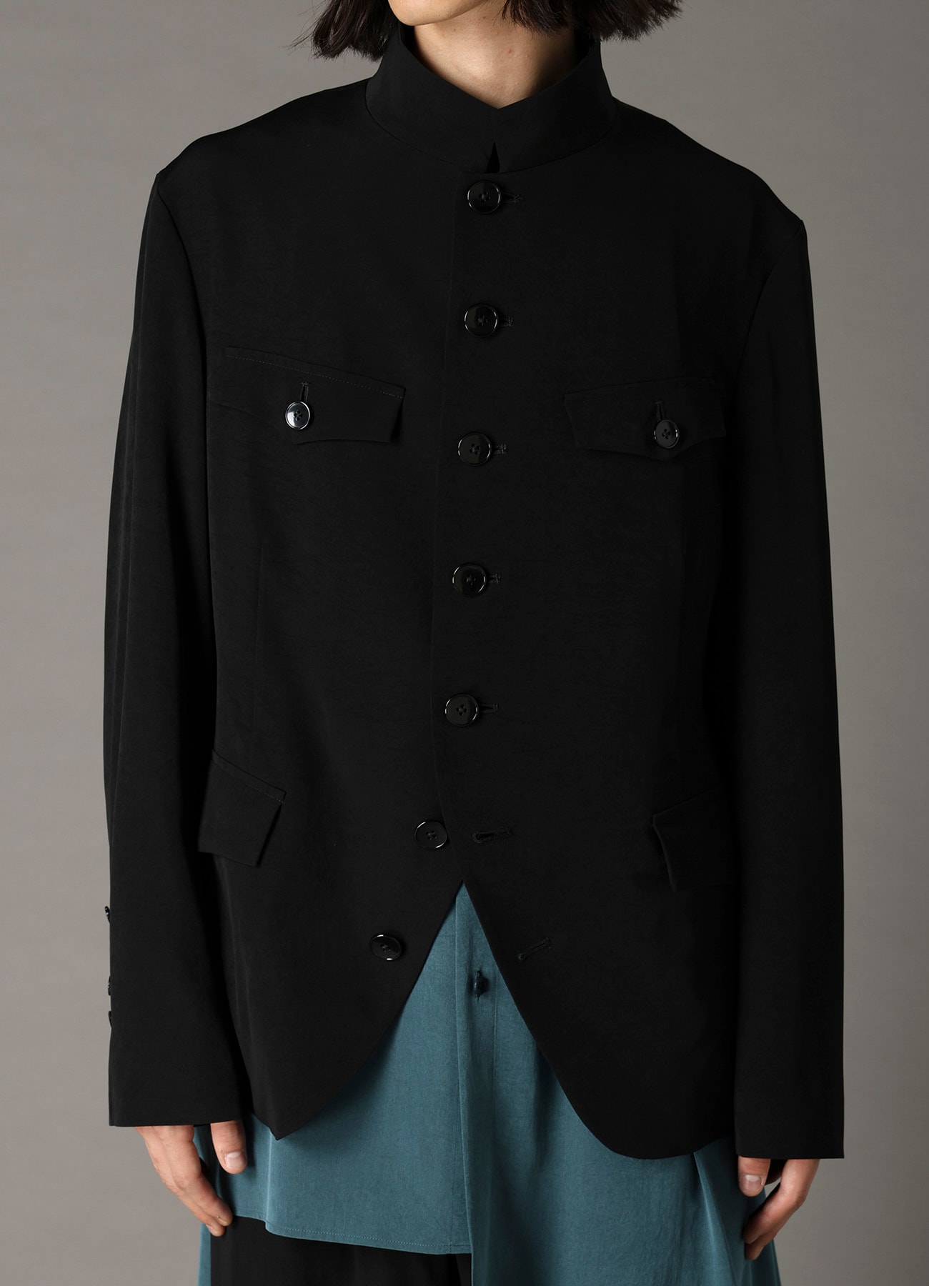CREPE DE CHINE MEN'S STAND COLLAR JACKET