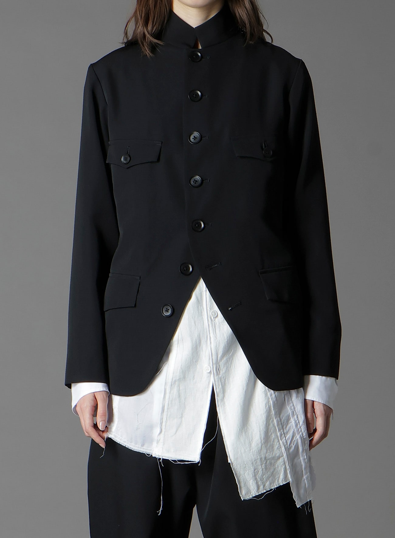 WOOL GABARDINE WOMEN'S STAND COLLAR JACKET