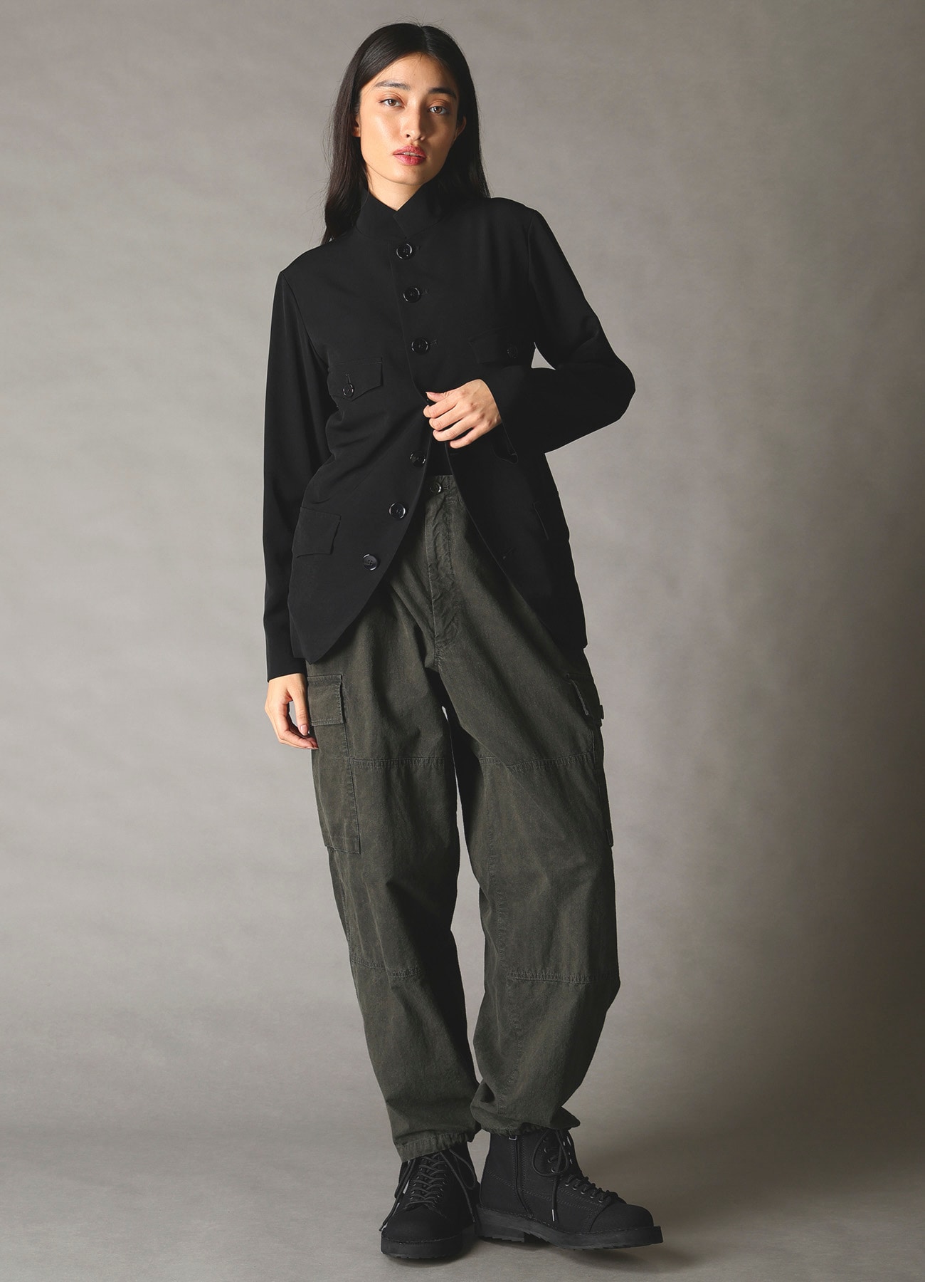 CREPE DE CHINE WOMEN'S STAND COLLAR JACKET