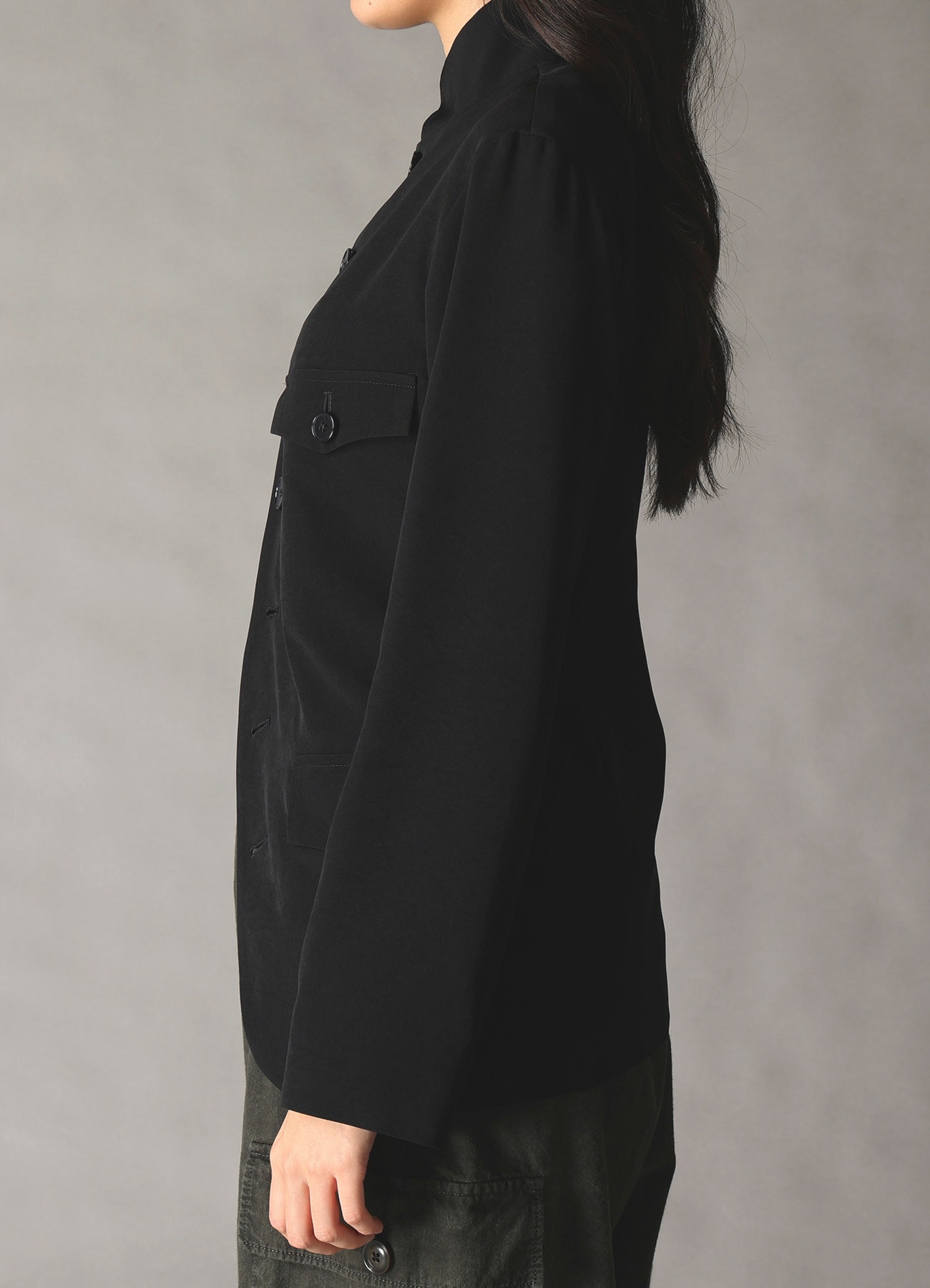 CREPE DE CHINE WOMEN'S STAND COLLAR JACKET