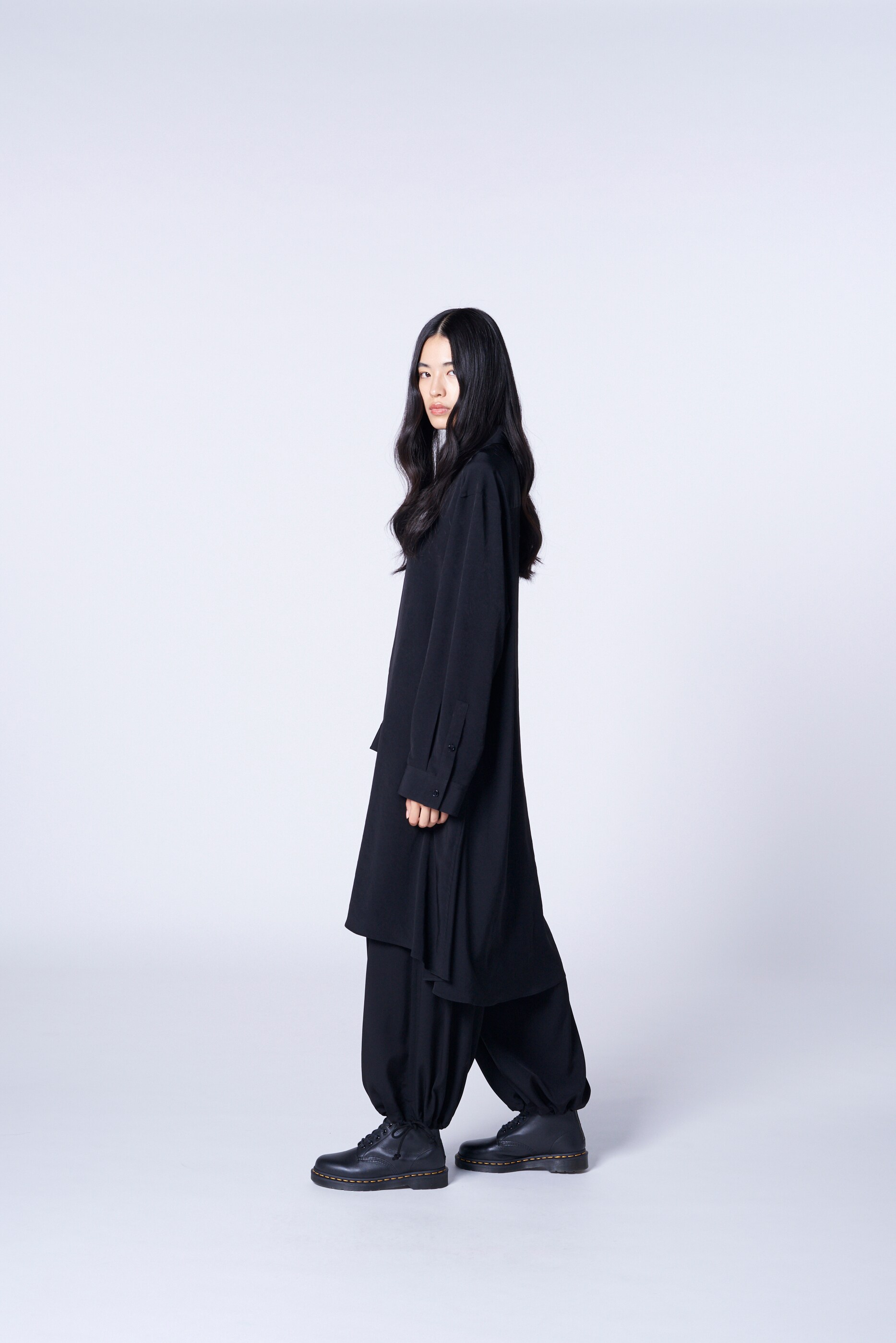 POLYESTER/TRIACETATE CREPE de CHINE BALLOON PANTS