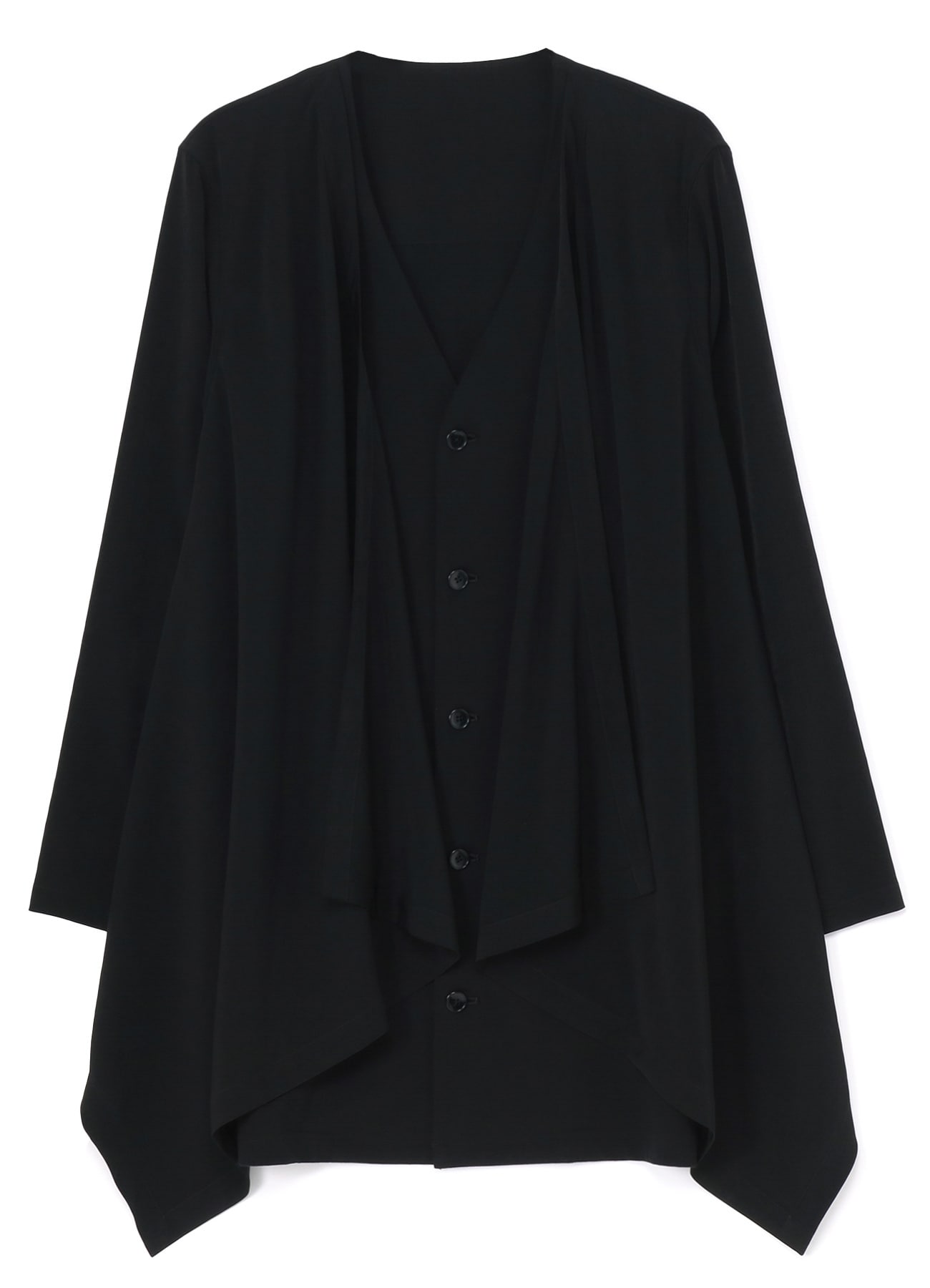 SILICON JERSEY+ CREPE DE CHINE FRONT DOUBLE FLOUNCE T-SHIRT