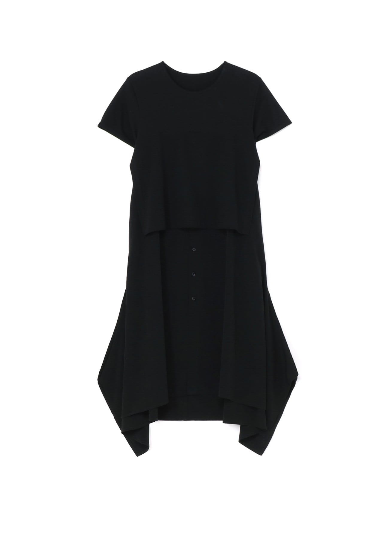 SILICON JERSEY+ CREPE DE CHINE DOCKING T-DRESS
